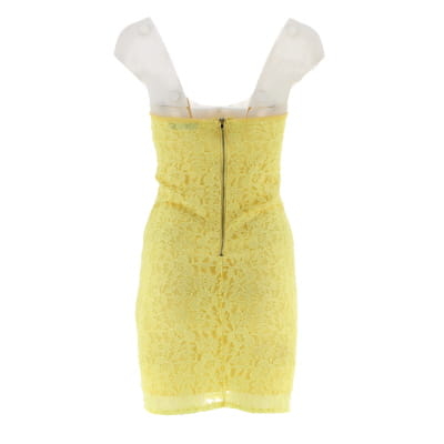 Voir photo 2 de Robe jaune avec dentelle - femme - Graffith - taille M Robe jaune avec dentelle - femme - Graffith - taille M Bon état - Vue 2 -