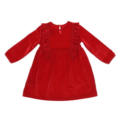 Robe rouge en velours manches longues - Bébé - Taille 12 mois - Photo 1