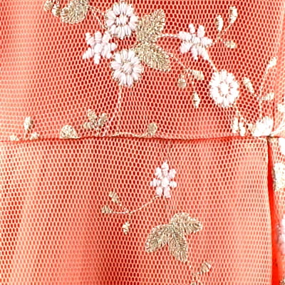 Robe soirée corail à broderie florale - Femme - Naf naf - Taille 40 Très bon état - Vue 4 - 