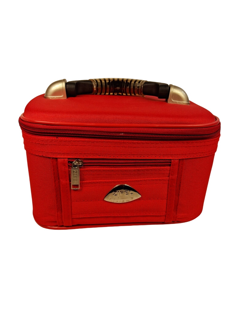 Vanity case ZIFEL Paris en tissu rouge et doublure intérieure noire - Photo 0