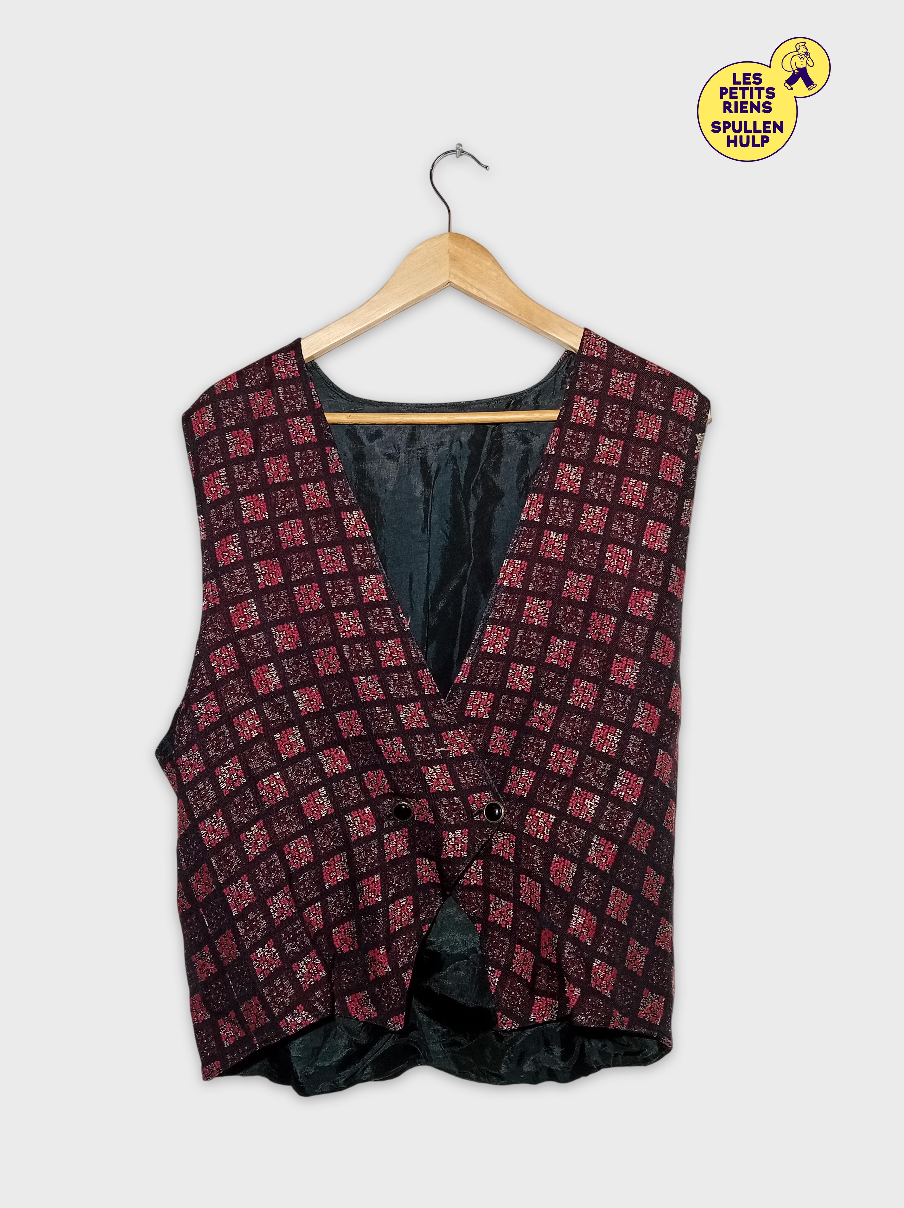 Voir photo 2 de Gilet Sans Manches Motif Géométrique Bordeaux & Noir Taille Unique (T4654) Gilet Sans Manches Motif Géométrique Bordeaux & Noir Taille Unique (T4654) Très bon état - Vue 2 -