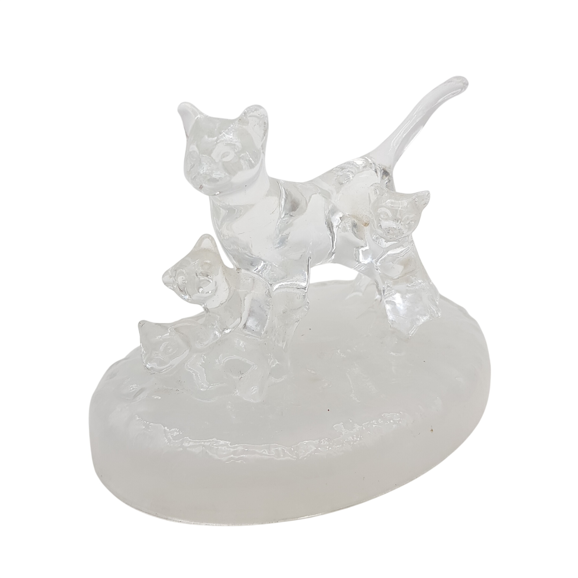 Statuette de chats en verre sur support Bon état -  reconditionné disponible sur Label Emmaüs