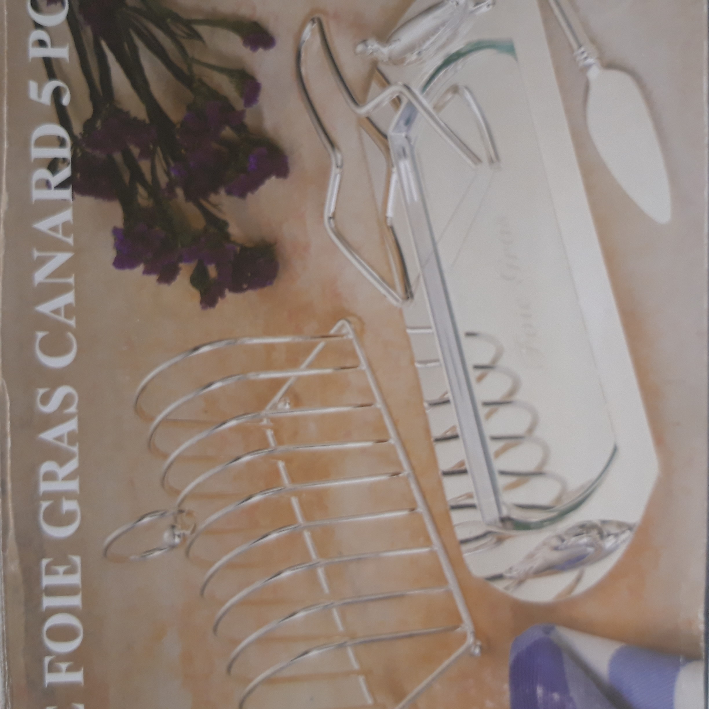 Cloche foie gras ovale plat métal argenté et inox canard plaque en