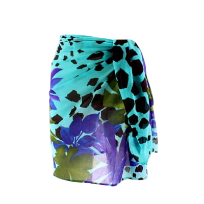 Paréo bleu imprimé - femme - Privacy - 147 x 80 cm - Photo 0
