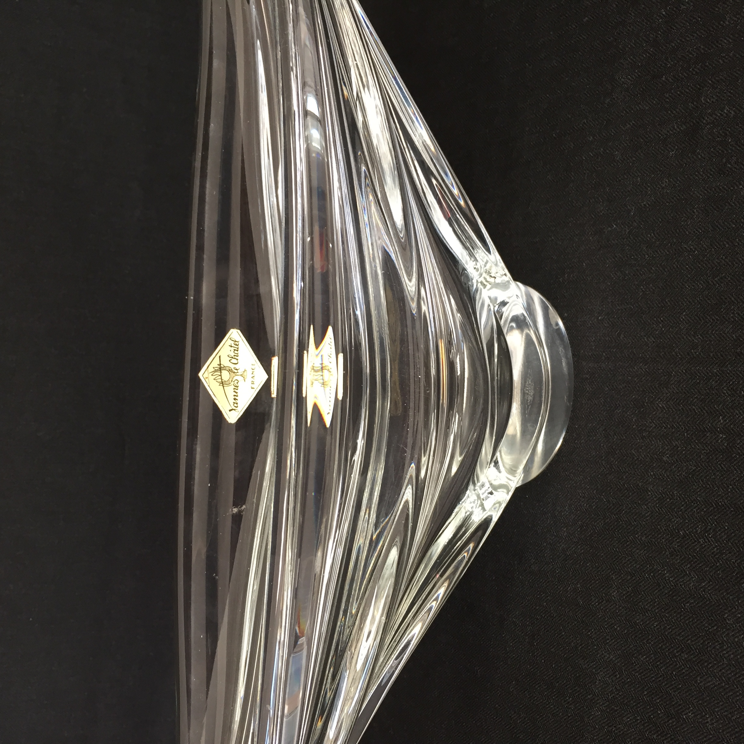 Grand Plat Ancien En Cristal Art Vanne France - Centre De Table Vintage