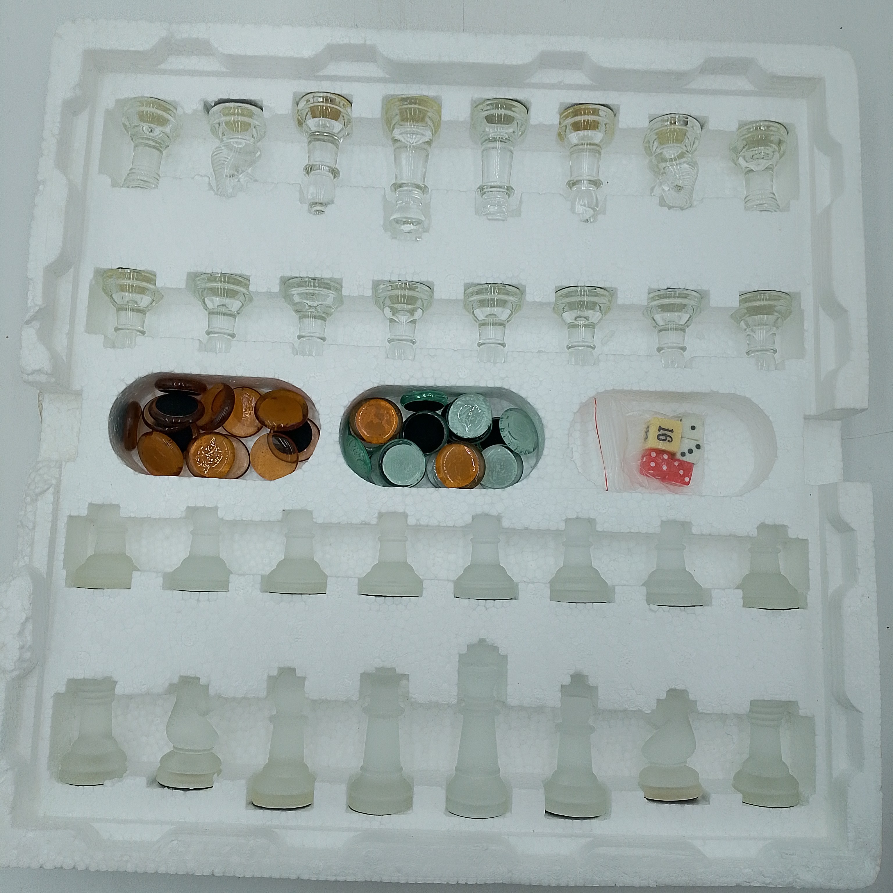 Voir photo 3 de Jeu d'échecs 3-en-1 en verre Jeu d'échecs 3-en-1 en verre Bon état - Vue 3 -