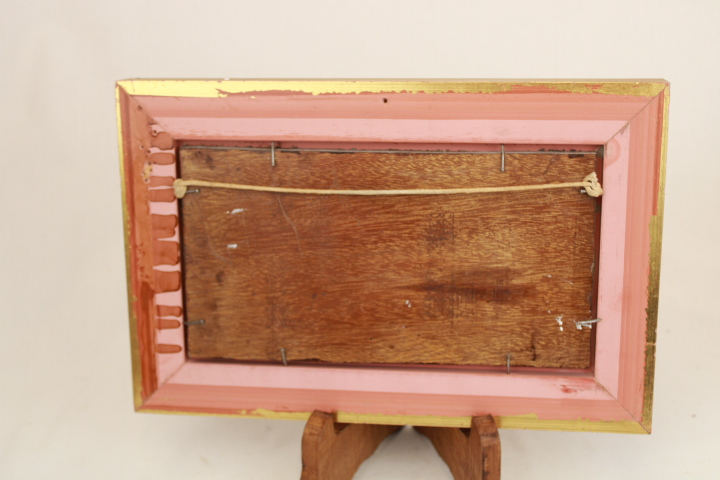 Élégante peinture à l' huile sur bois signé et son encadrement doré- scène de bord de mer - Photo 4
