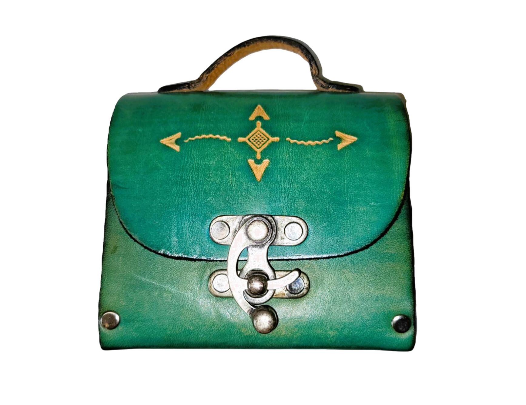 Petit sac vert en cuir artisanal - Label Emmaus - Modalova