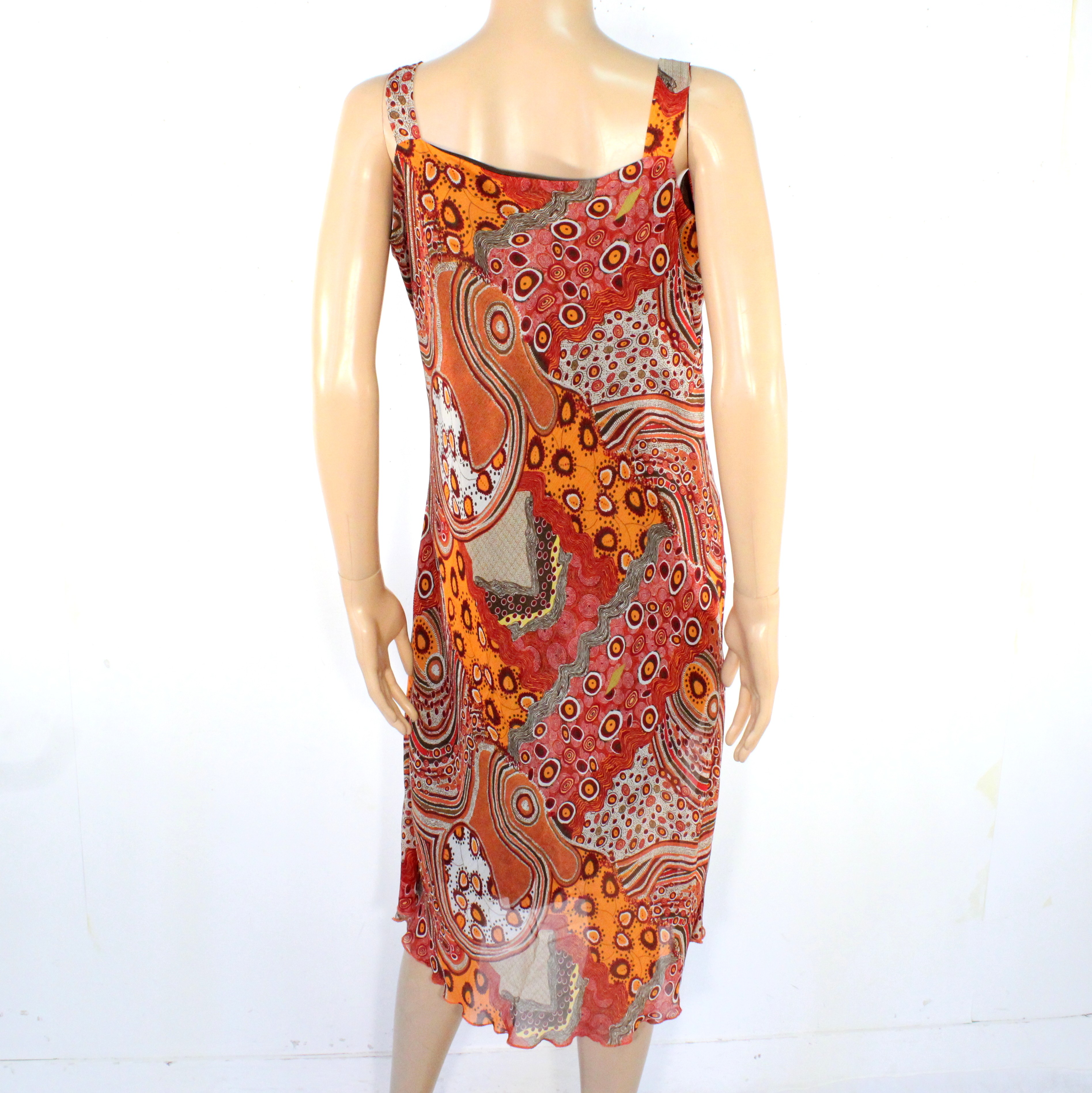 Robe Orange & Ecru A Motifs Taille Estimée 42/44 - Photo 1