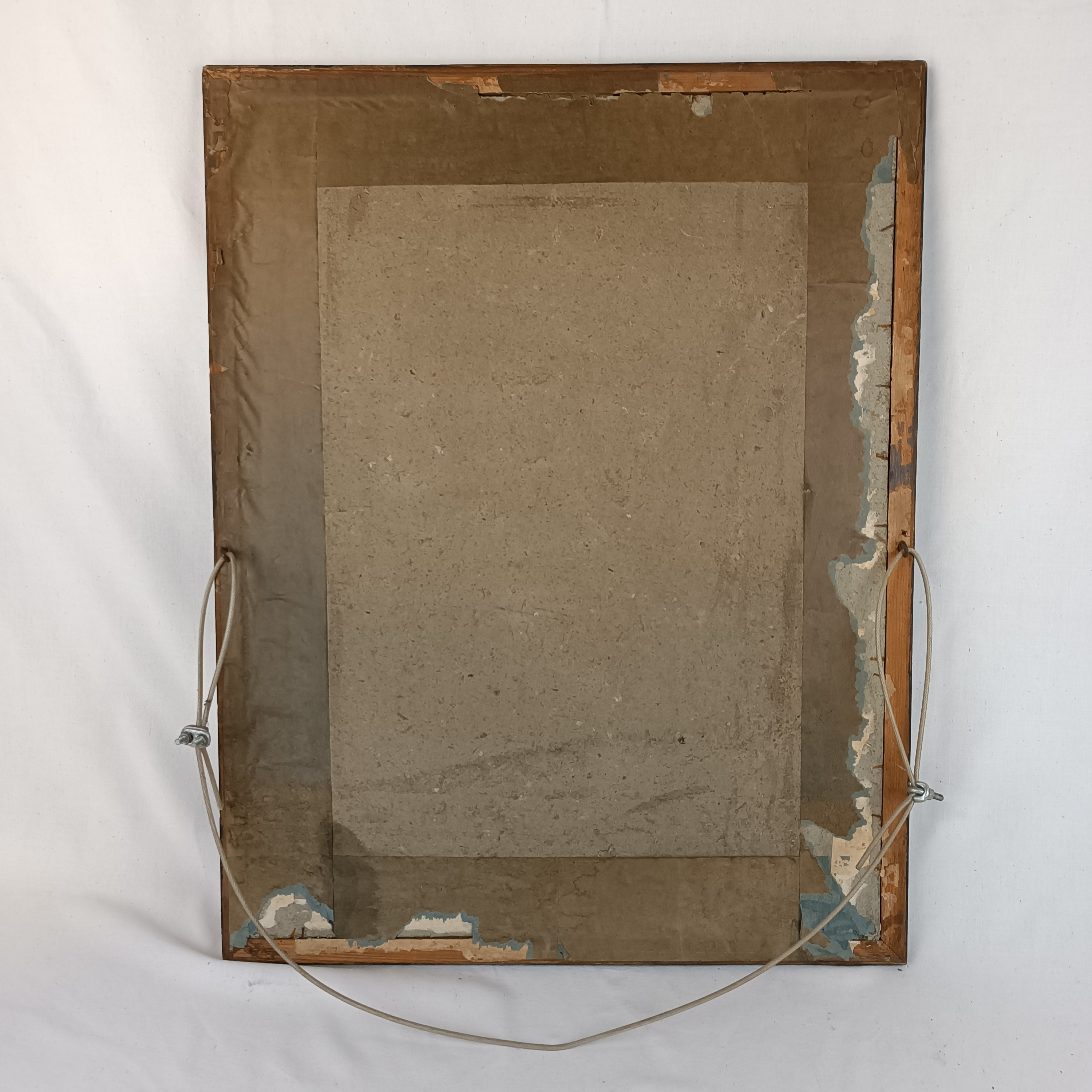 Tableau sous verre avec dessin crayonné et peinture blanche représentant une jeune femme , œuvre de 1870 État correct - Vue 6 - 