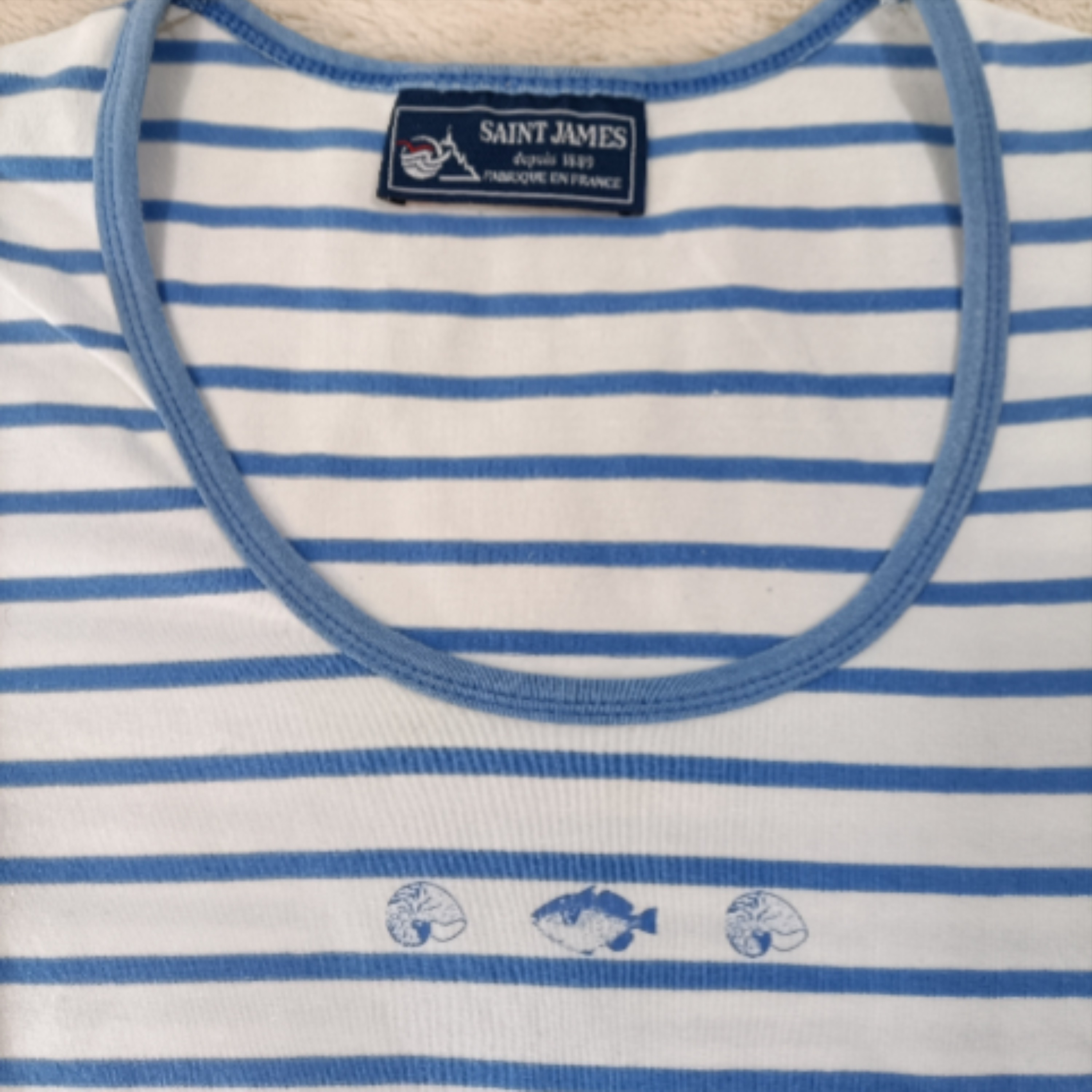 Tee-shirt style marinière en coton - Saint James - Taille M estimé État correct - Vue 3 - 