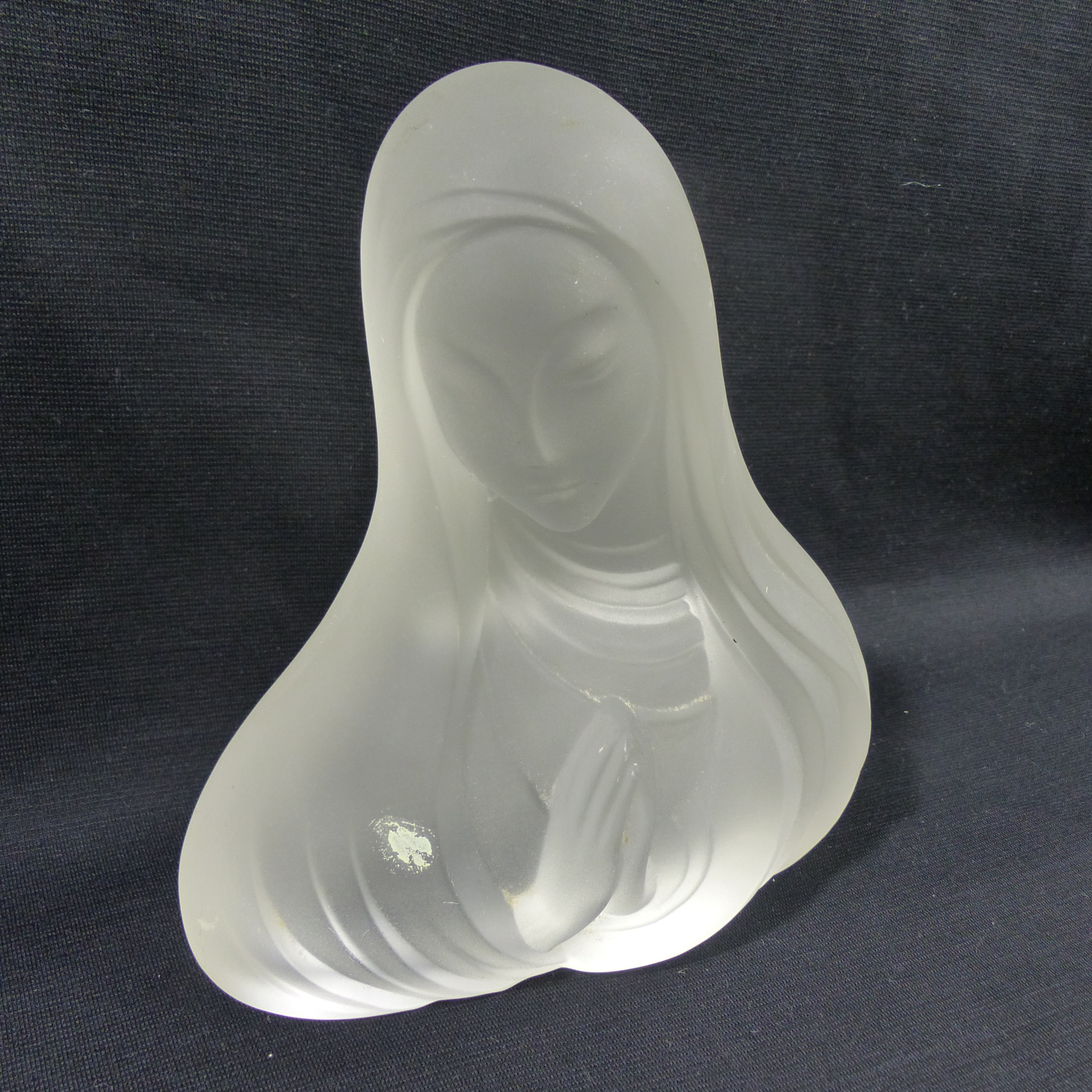RARE Buste en verre givré de la Vierge / Epoque Art Déco - Attribué à Franz Hagenauer - Photo 6