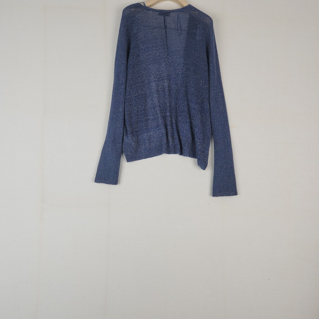 Molly Bracken - gilet bleu à paillette en acrylique - Taille S/M mesures Poitrine= 56 cm Longueur 64 cm Très bon état - Vue 3 - 