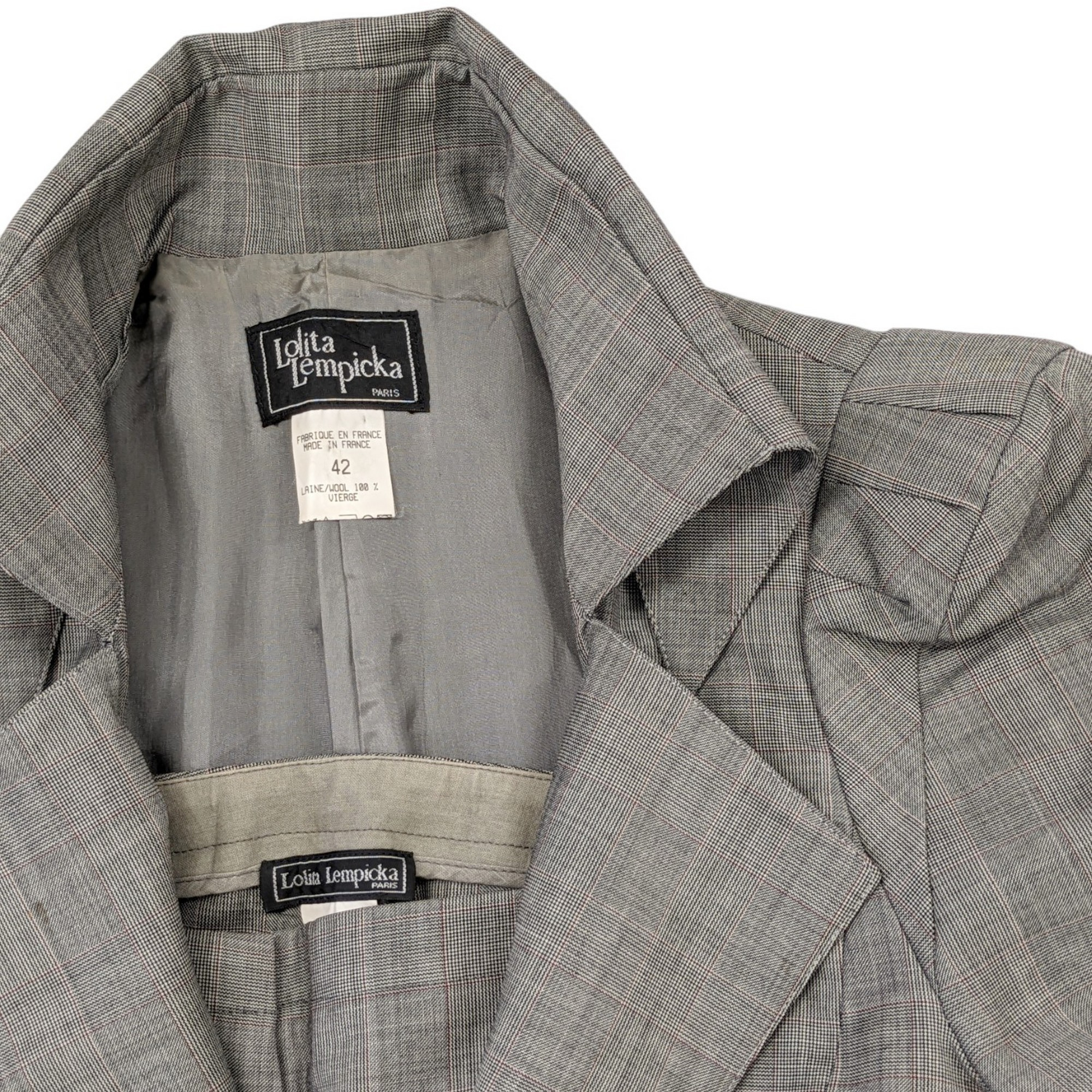 Tailleur Veste & Pantalon Lolita Lempicka T 42 Ensemble en laine vierge motif Prince de Galles gris - Photo 1