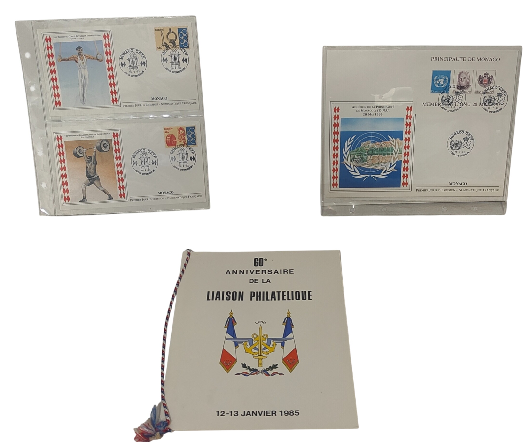 Lot de Carte postale de collection sur l'adhésion de la principauté de Monaco à L'ONU+ Livret avec des timbres de collection - Photo 0