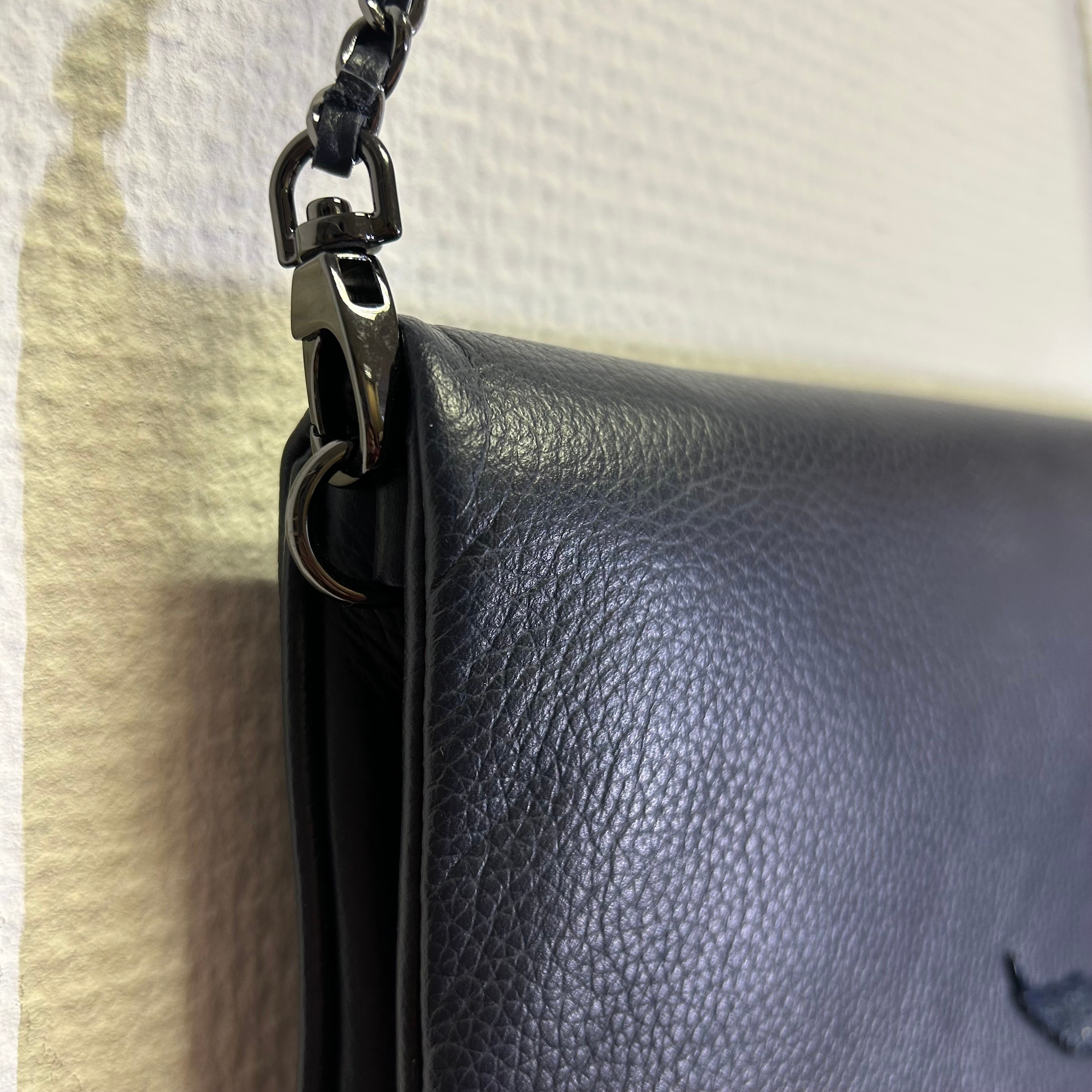 Zadig&Voltaire - Pochette rock - Cuir grainé bleu Comme neuf - Vue 4 - 