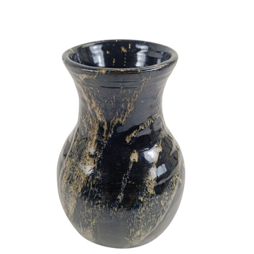 Vase en verre noir avec motifs - Photo 0