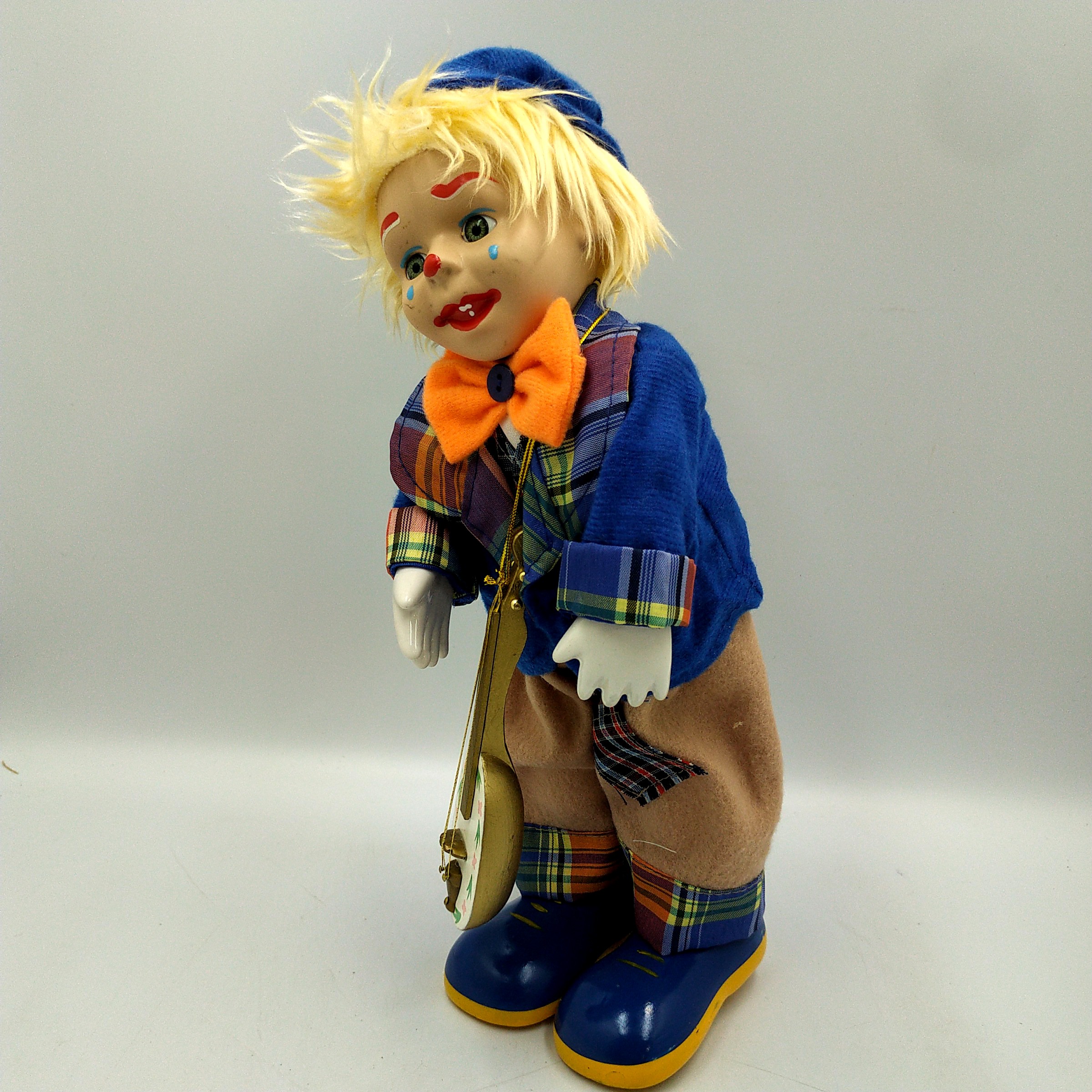 Clown musical, automate en porcelaine avec sa guitare, 32 cm, Vintage. Très bon état - Vue 2 - 