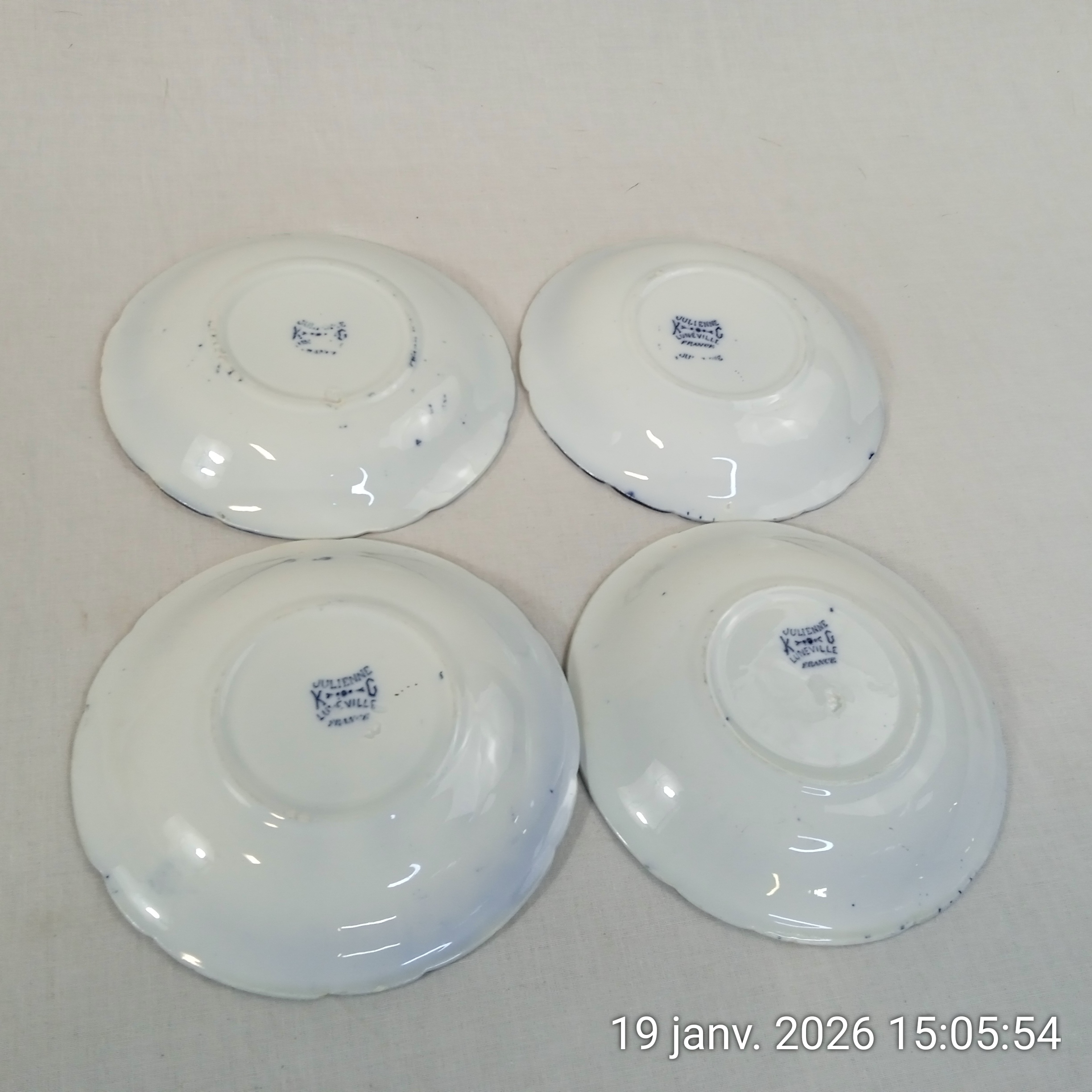 Lot de 4 Assiettes creuse K&G Lunéville Modèle Julienne Années 1900 Bon état - Vue 4 - 