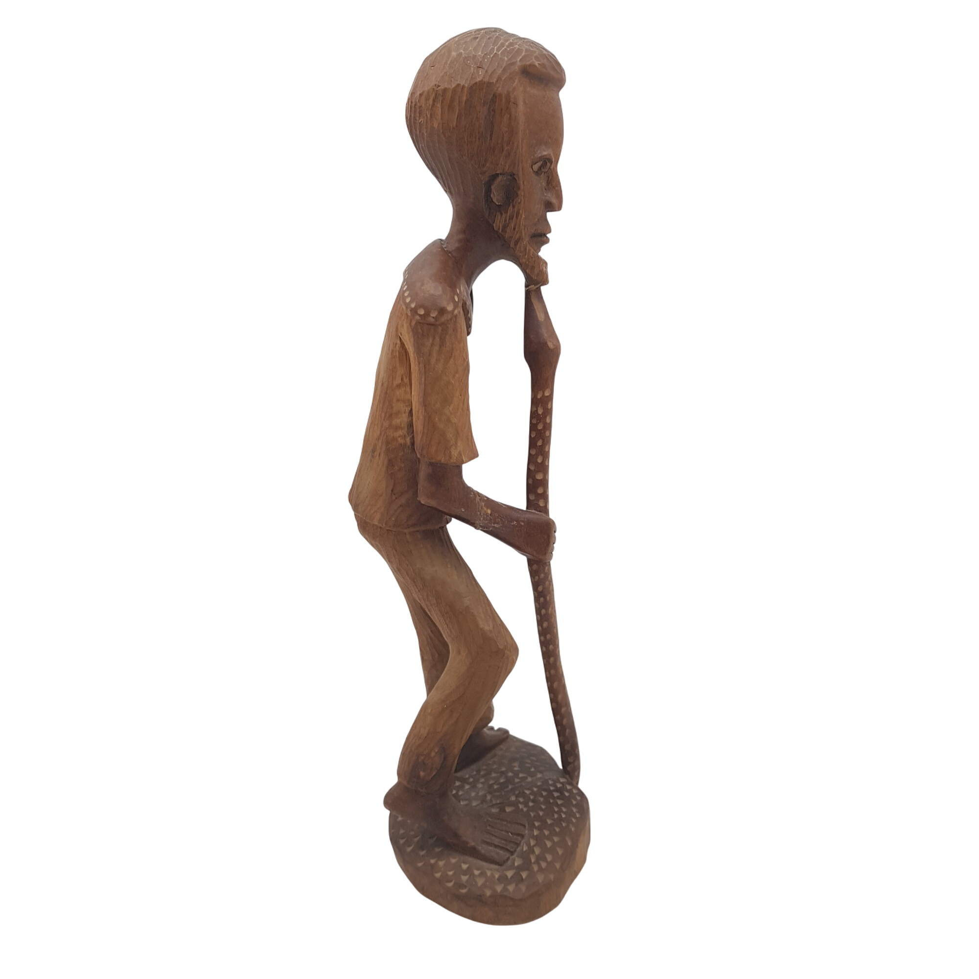 Statue en bois tallé d'un homme amputé d'un bras - Photo 0