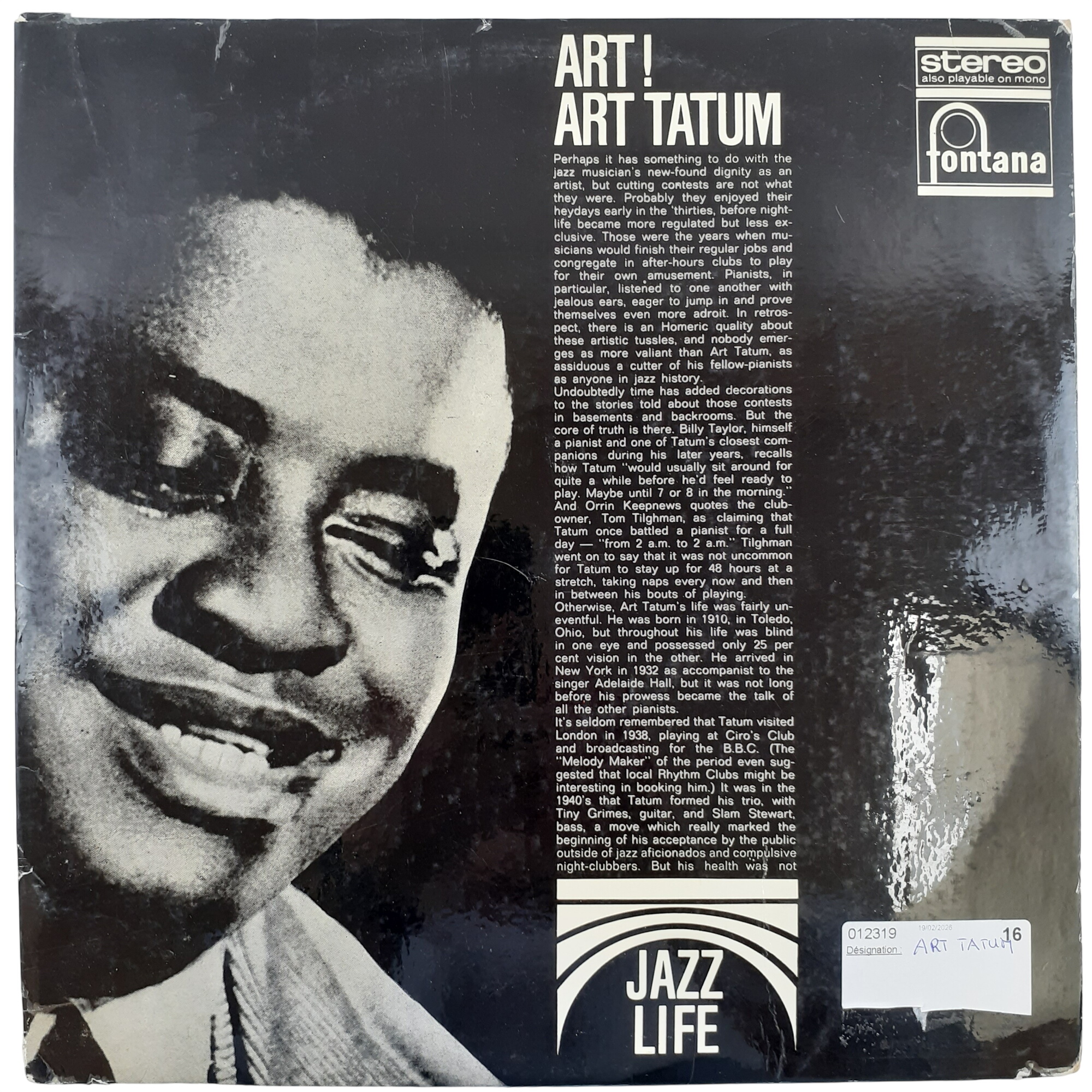 Acheter Art Tatum - Art ! - 1966 Très bon état - 14,00 € Art Tatum - Art ! - 1966 Très bon état - reconditionné disponible sur Label Emmaüs