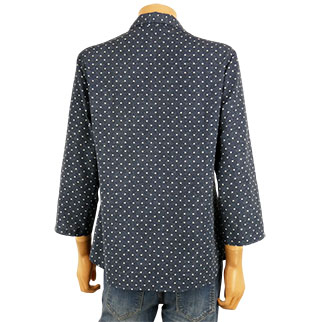 Chemisier bleu foncé imprimé à pois blanc - femme - Armand Thiery - taille 1 - Photo 2