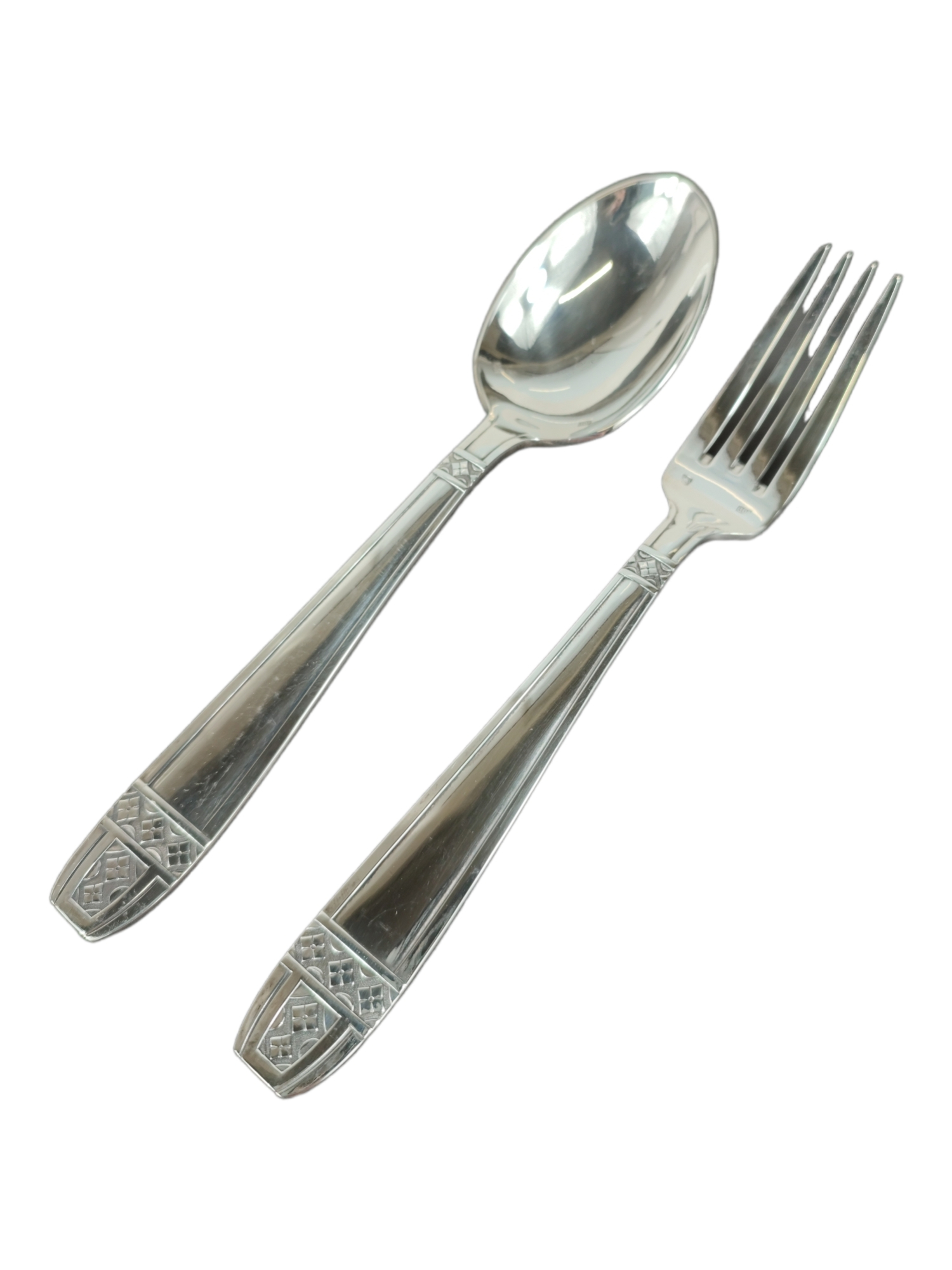 2x2 grands couverts en argent massif orfèvre E Bunet 1860 (345 gr