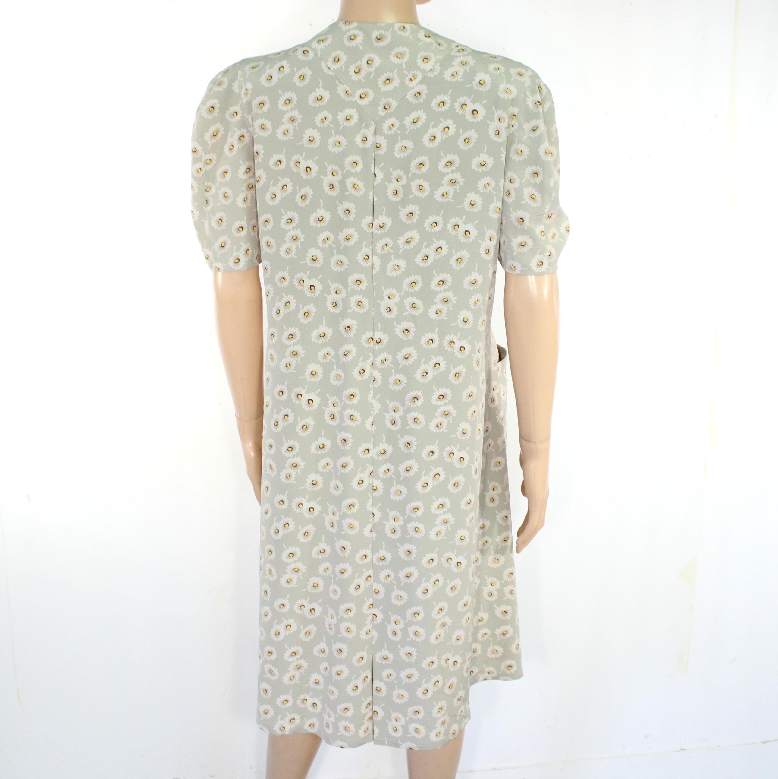 Robe Vintage Kaki Clair Fleuris VIRGINIE PARIS Taille 3 Comme neuf - Vue 5 - 