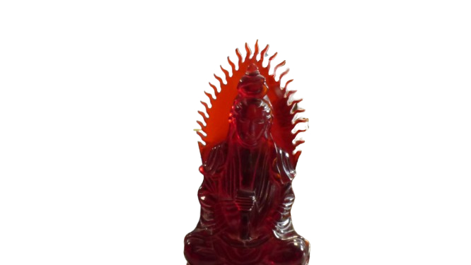 Statue de bouddha décorative couleur rouge cerise - Photo 4
