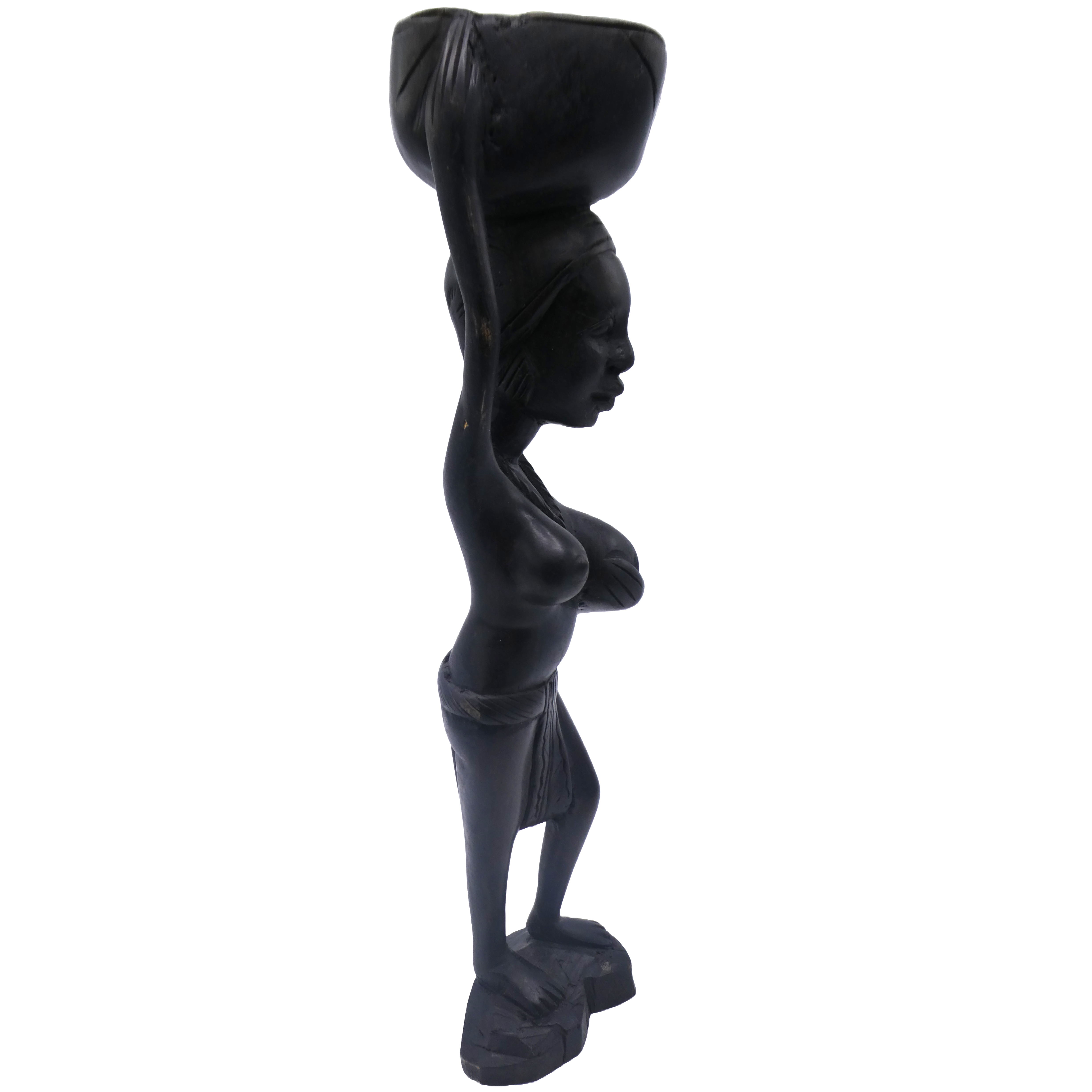 Statuette africaine en ébène vintage 35cm - Photo 4