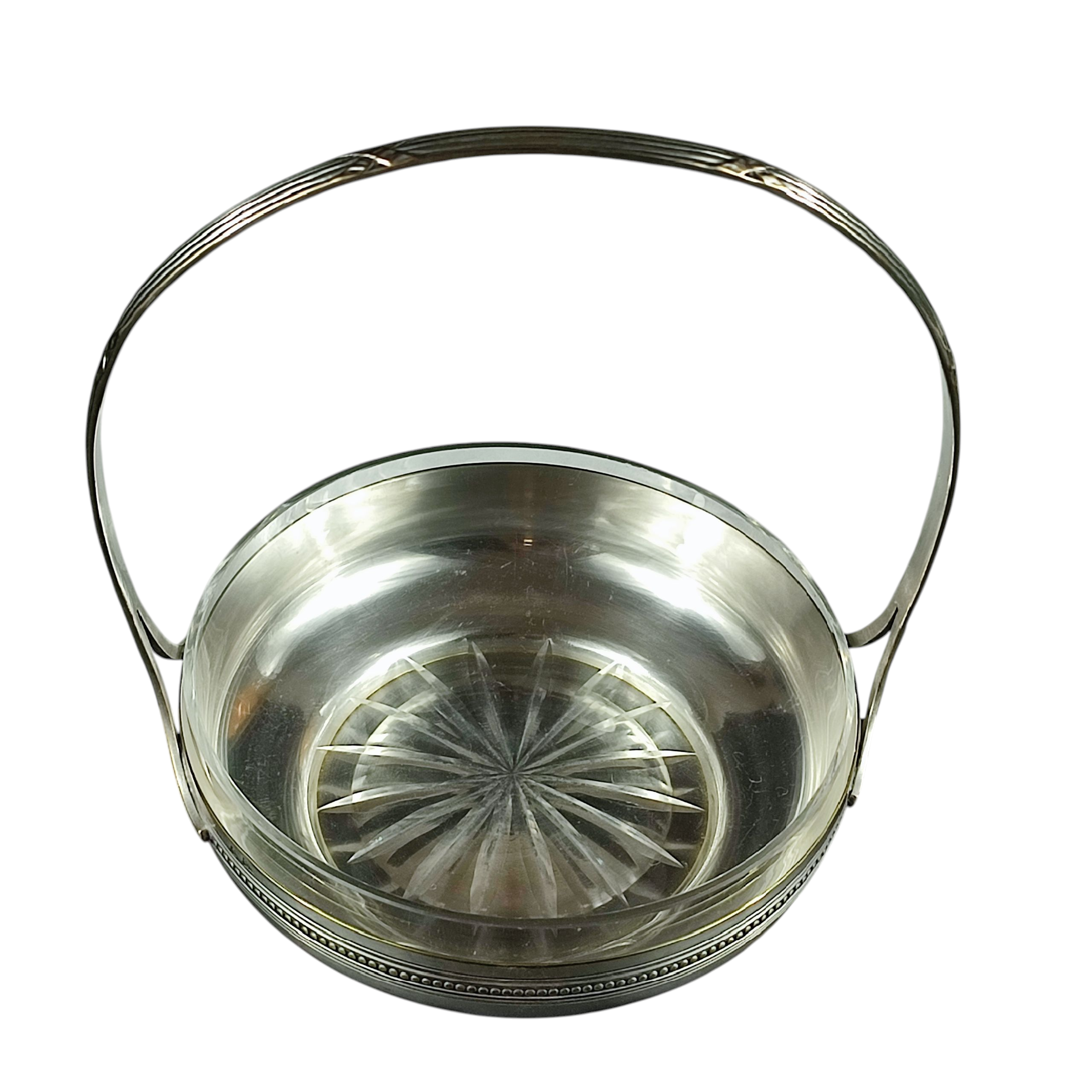 Présentoir à caviar plaqué argent avec bol en verre ciselé - Photo 1
