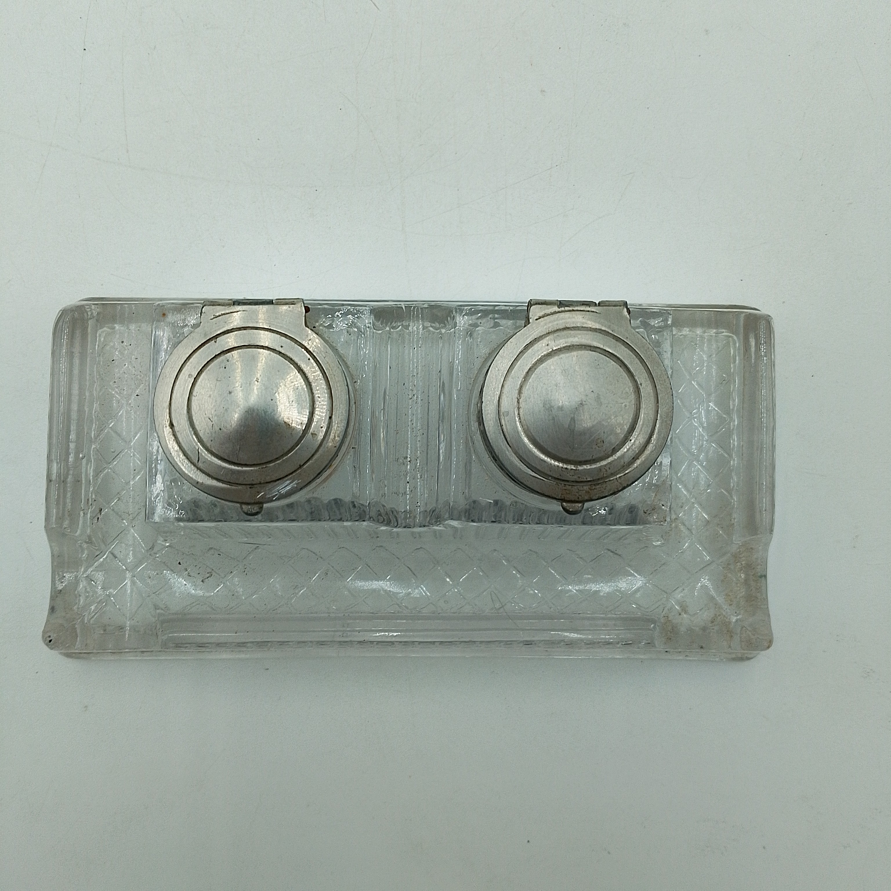 Voir photo 2 de Double encrier en verre Double encrier en verre - Vue 2 -