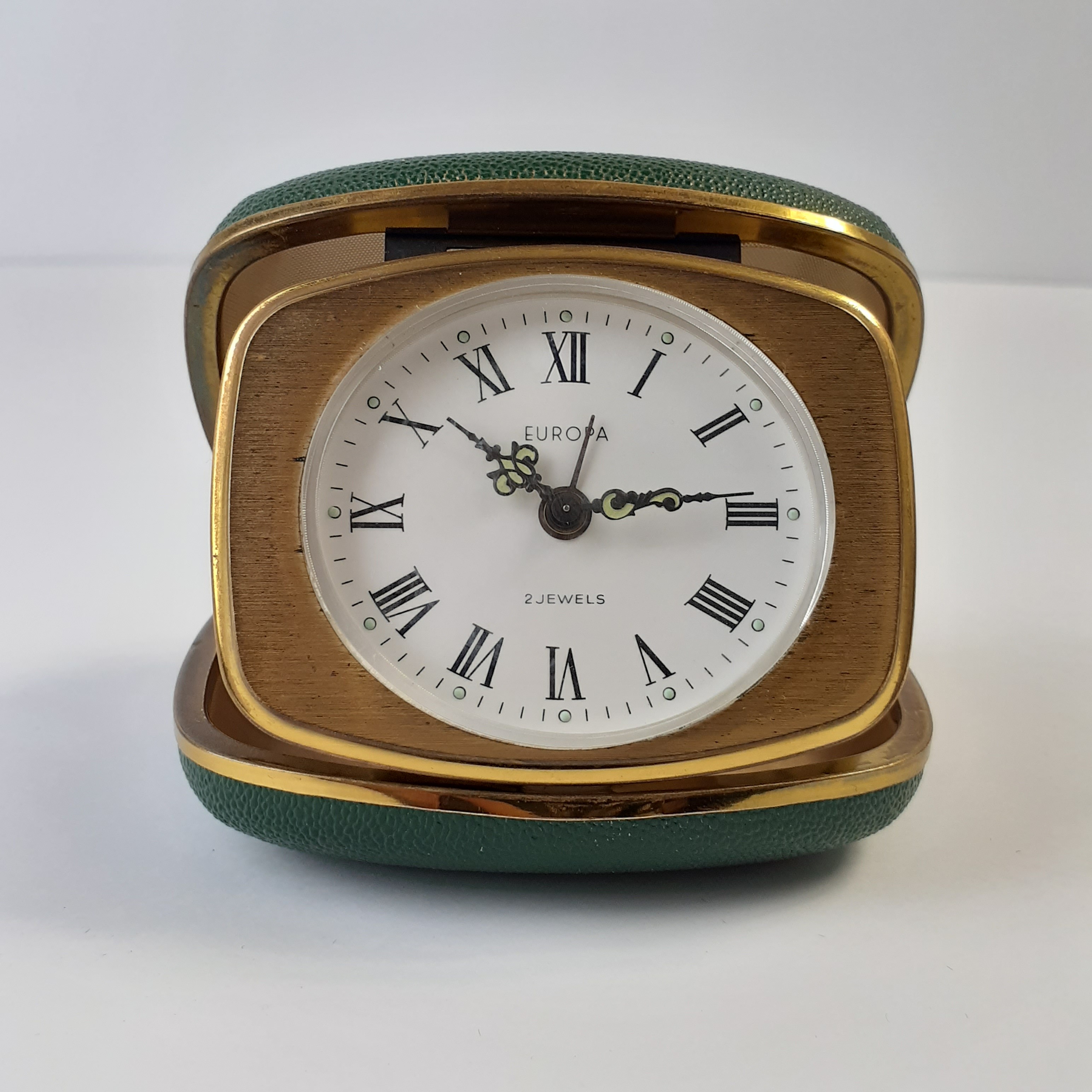 ANCIEN RÉVEIL DE Voyage Mécanique EUROPA 2 Jewels Dor%c3%a9 394993440303