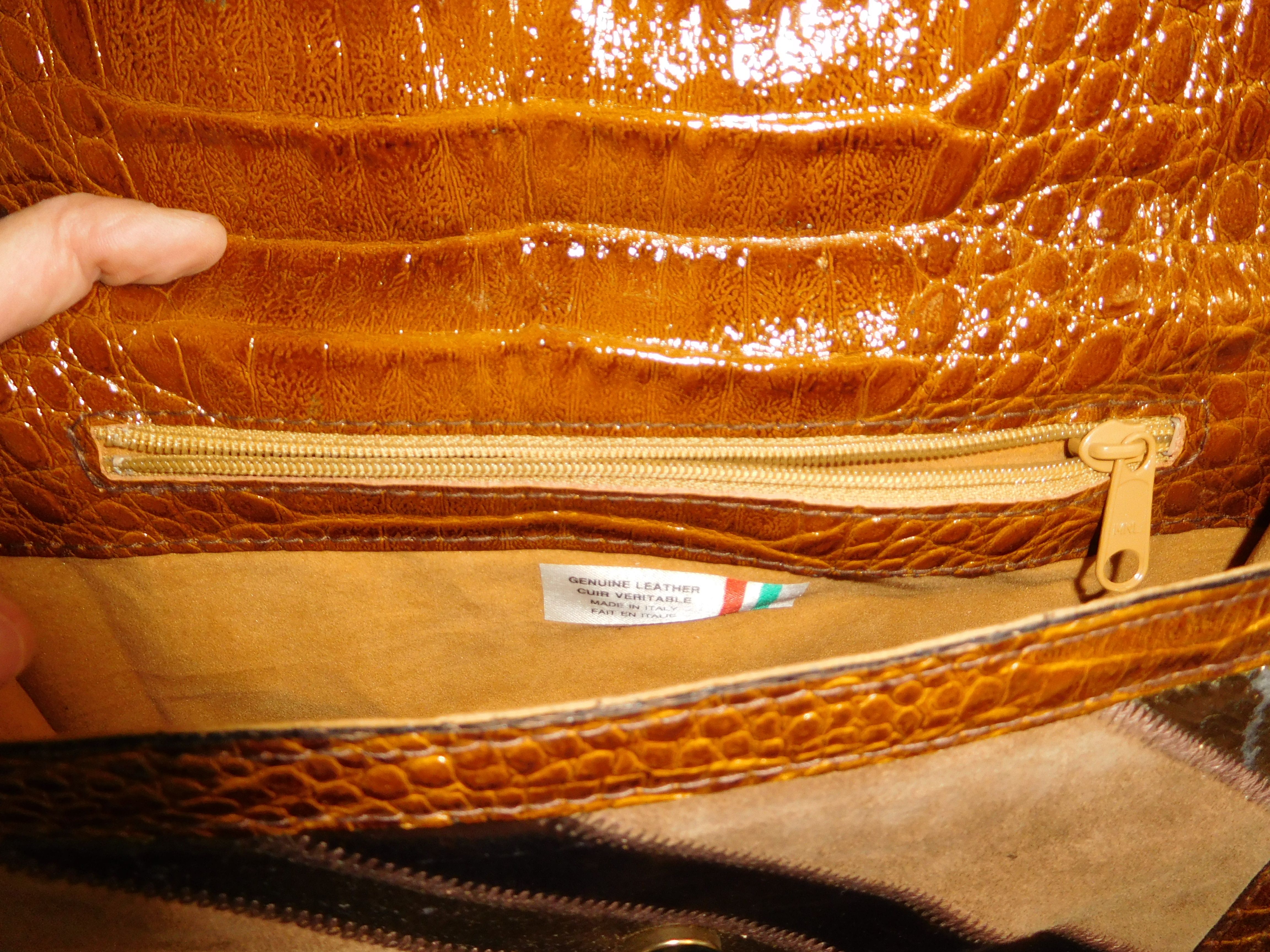 Sac A Main Vintage En Cuir Véritable d'Italie - Style Patchwork Et Croco°° - Photo 5