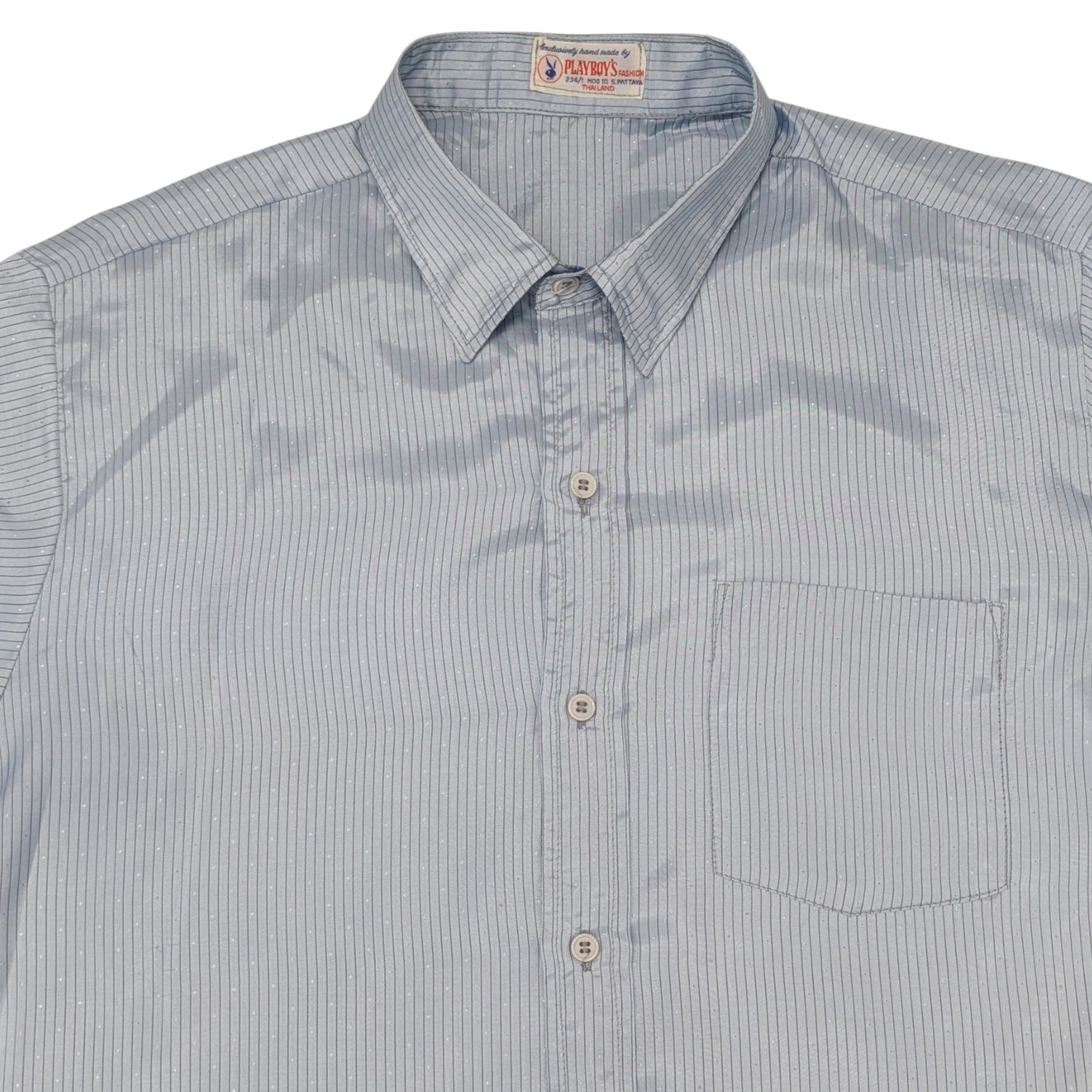 Chemise Playboy's Fashion T XL Vintage bleu ciel à rayures - Photo 1