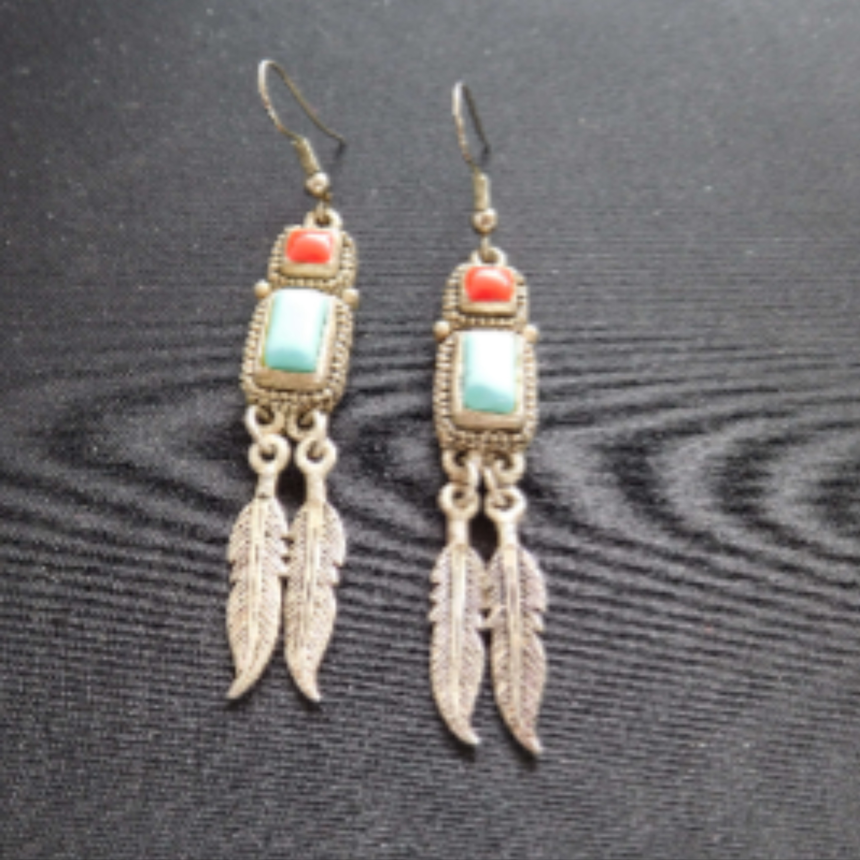 Boucles d'Oreilles Pendantes En Argent Avec Pierres Et Plumes - aucun - Modalova