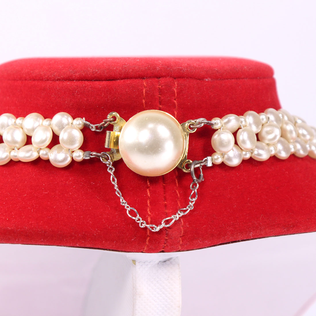 Collier plastron quartz rose perles synthétiques Bon état - Vue 4 - 