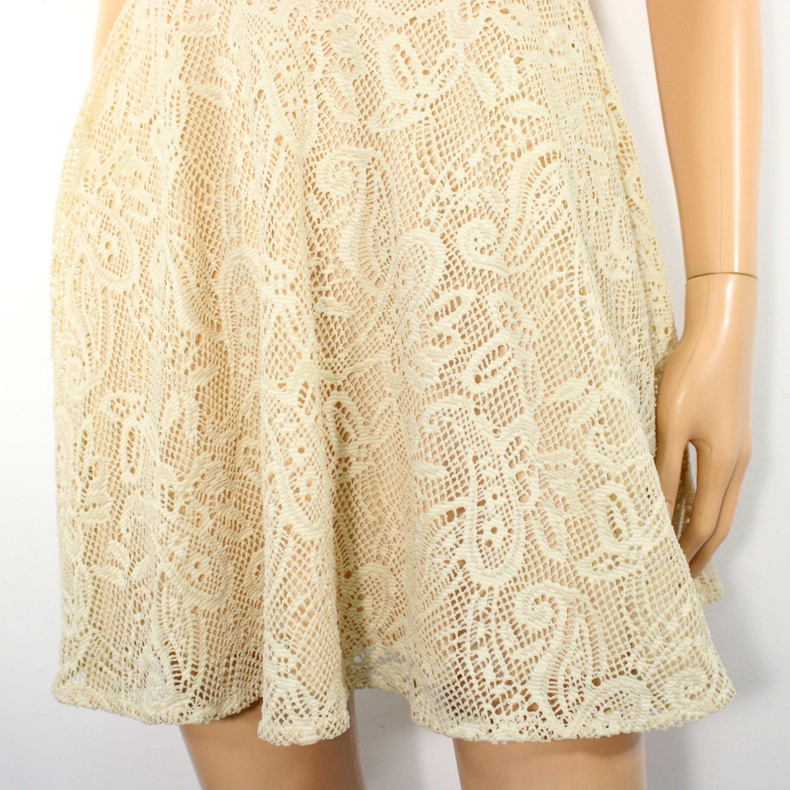 Robe Nude Beige Clair Dentelle Taille Estimée S - Photo 5