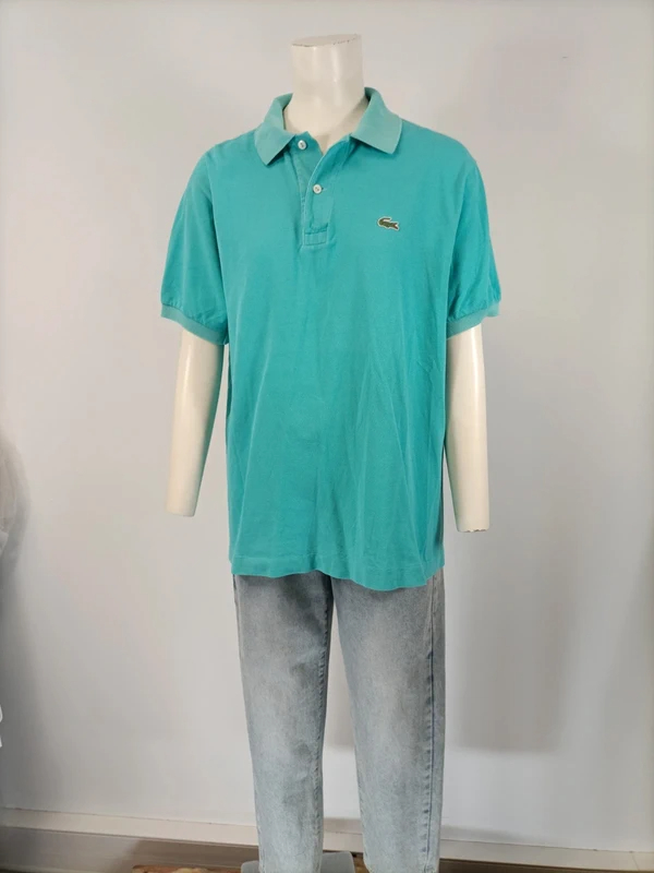 Polo Lacoste turquoise manches courtes coton piqué taille 4 Très bon état - Vue 2 - 
