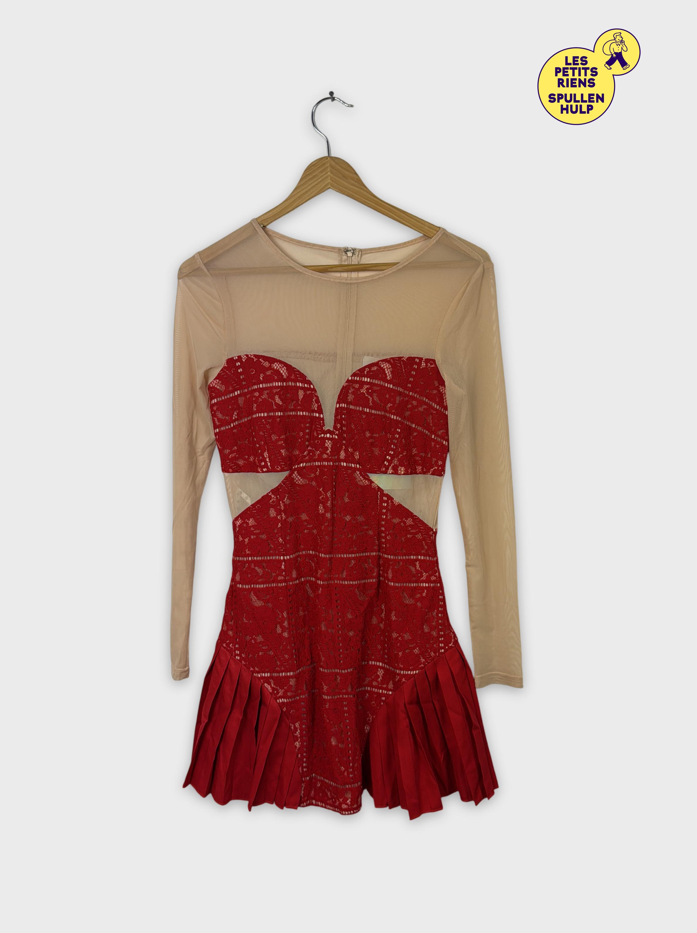 Missguided robe rouge dentelle tulle S - Photo 0