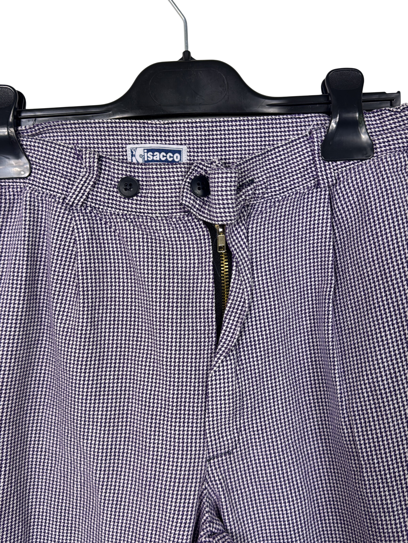 Voir photo 2 de Pantalon Isacco pied-de-poule violet blanc XL 42 Pantalon Isacco pied-de-poule violet blanc XL 42 Très bon état - Vue 2 -