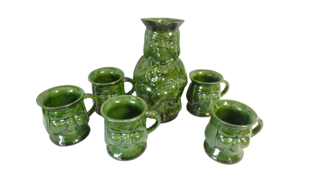 Pichet et 5 mugs "Toby anthropomorphe" AC PEREIRA - Portugal Très bon état -  reconditionné disponible sur Label Emmaüs