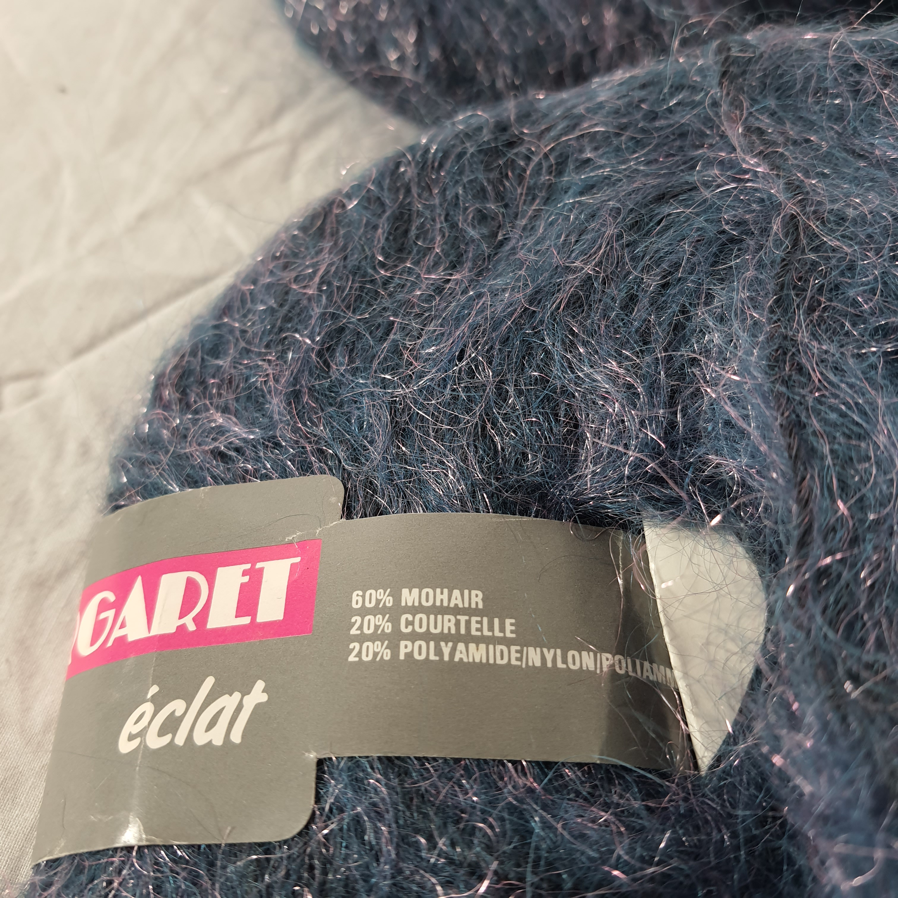 Lot de 4 pelotes de laine - bleu mauve métallisé - Margaret - 60% mohair - Photo 3