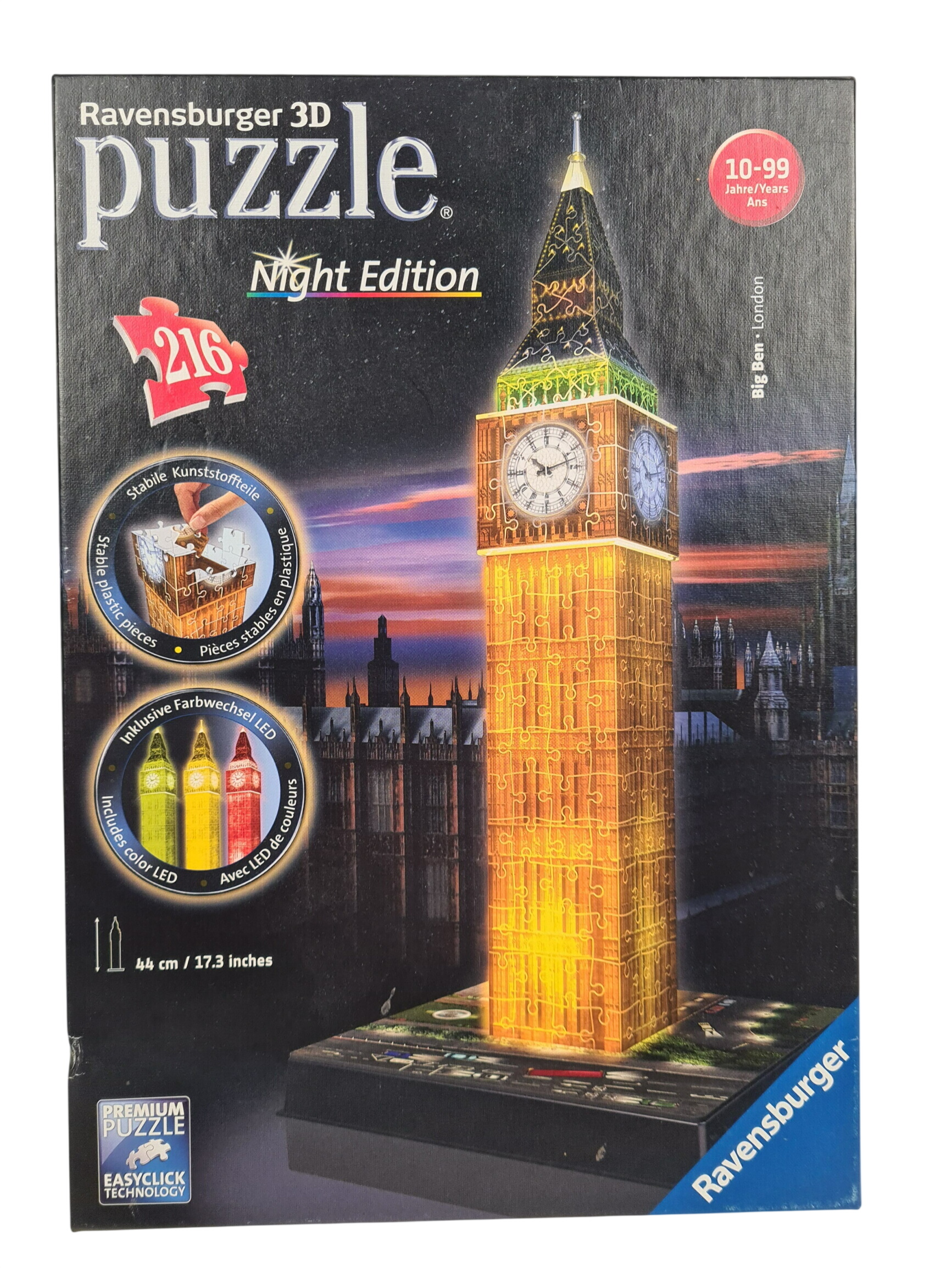 Puzzle 3D - Big Ben London 216 pièces - Night Edition - Ravensburger - 10 ans + Bon état -  reconditionné disponible sur Label Emmaüs
