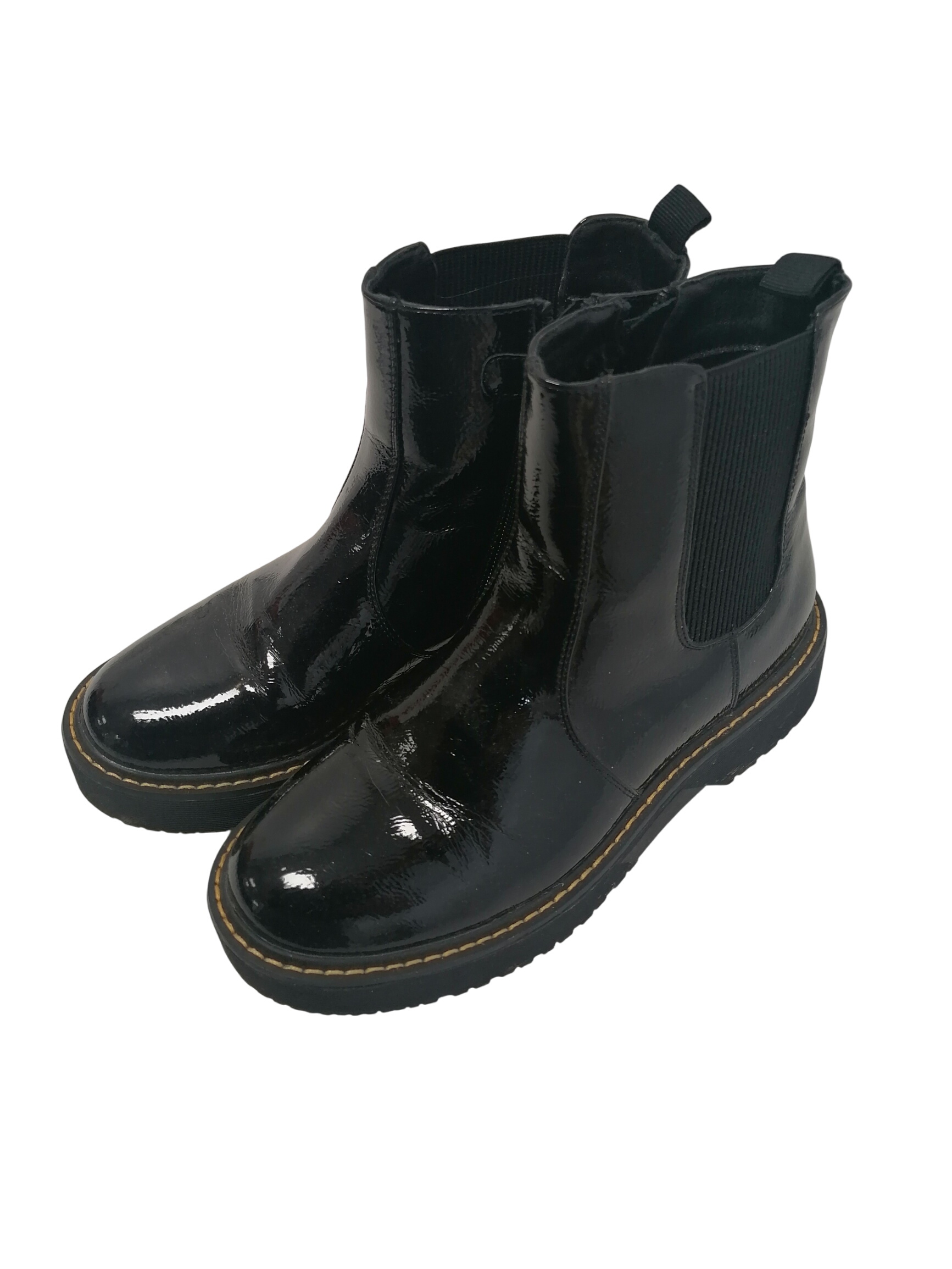 Bottines noires brillantes fermeture éclair La Redoute pointure 37 C056 - Photo 0