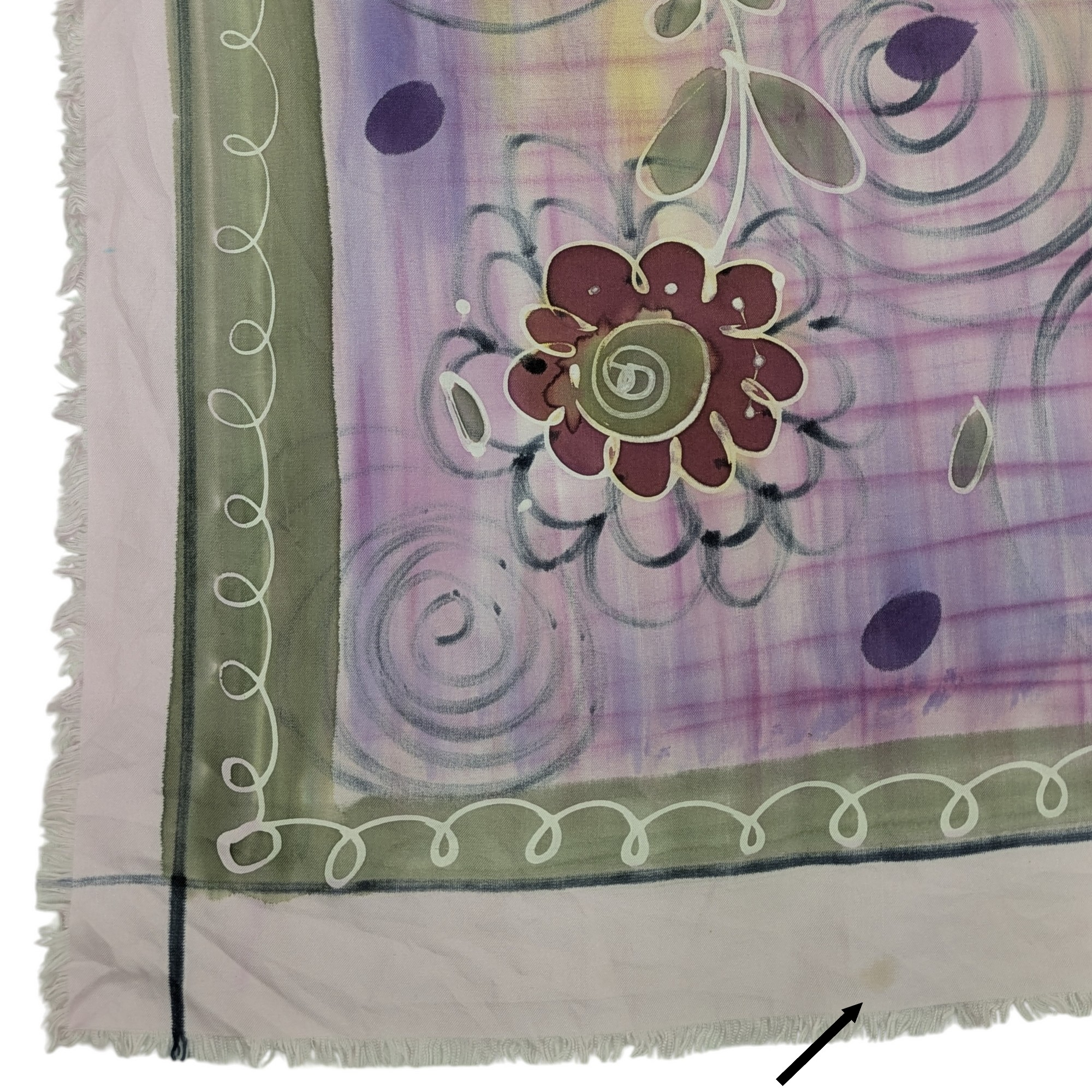 Foulard carré en soie peint à la main motifs floraux Tendance hippie Bohème 83 x 87 cm - Photo 5
