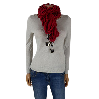 charpe bordeaux  froufrou avec bijoux - taille unique - Label Emmaus - Modalova