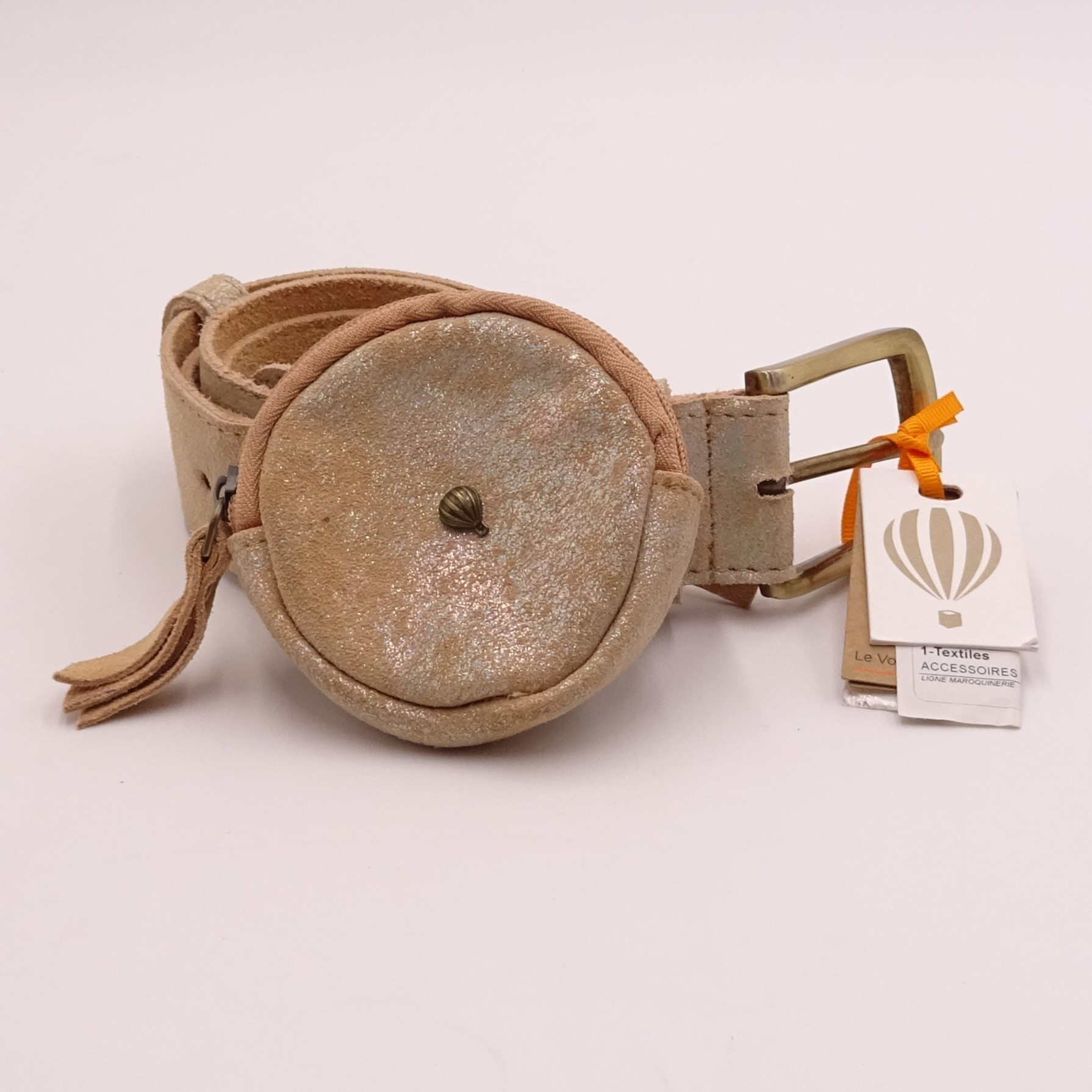 Le Panier en Voyage Ceinture avec porte monnaie en cuir velours pêche Très bon état - Vue 2 - 