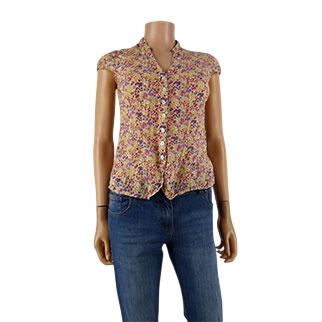 Blouse beige imprime fleurs - taille 34 - H&M - Modalova