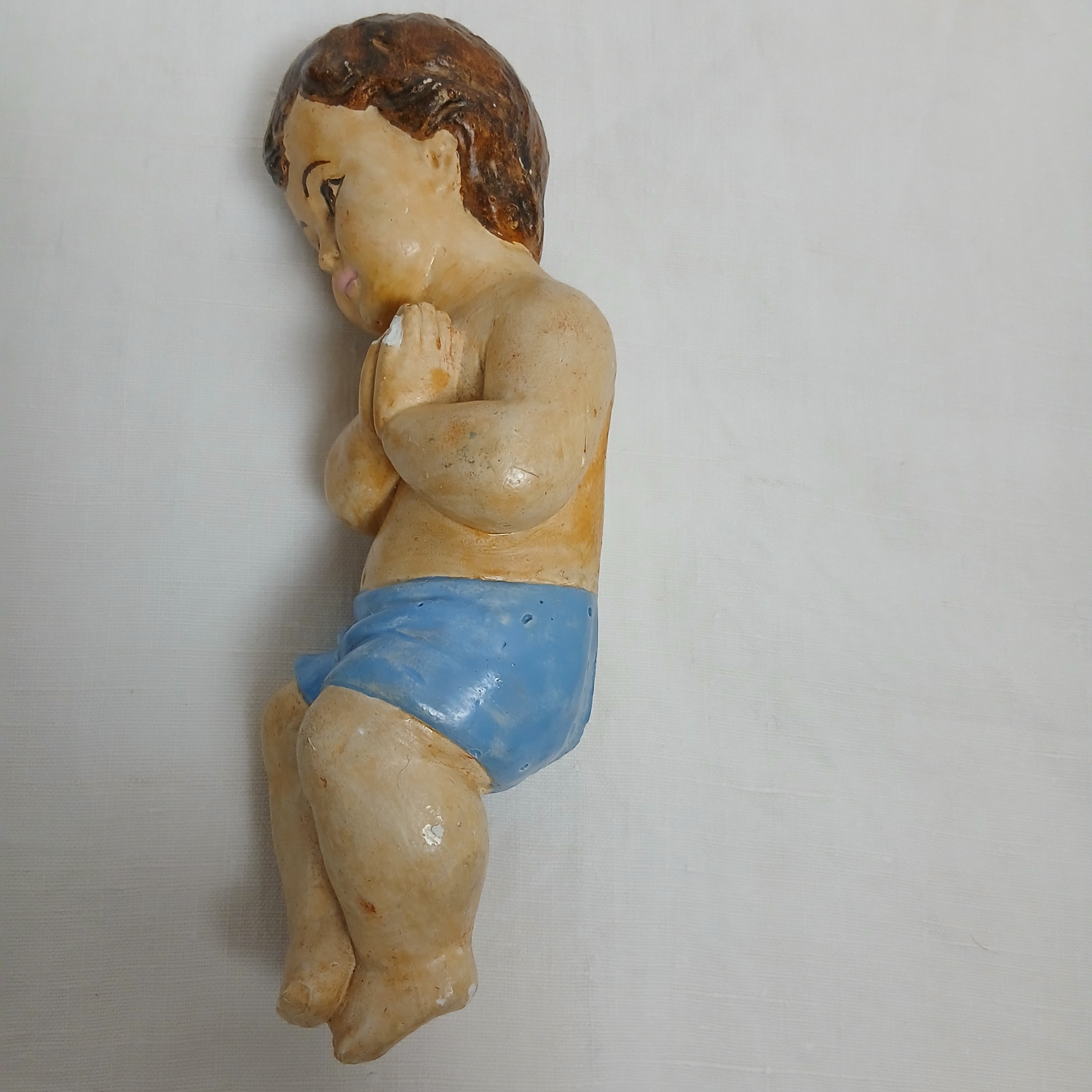 Enfant Jésus en plâtre, peint à l'huile Bon état - Vue 15 - 